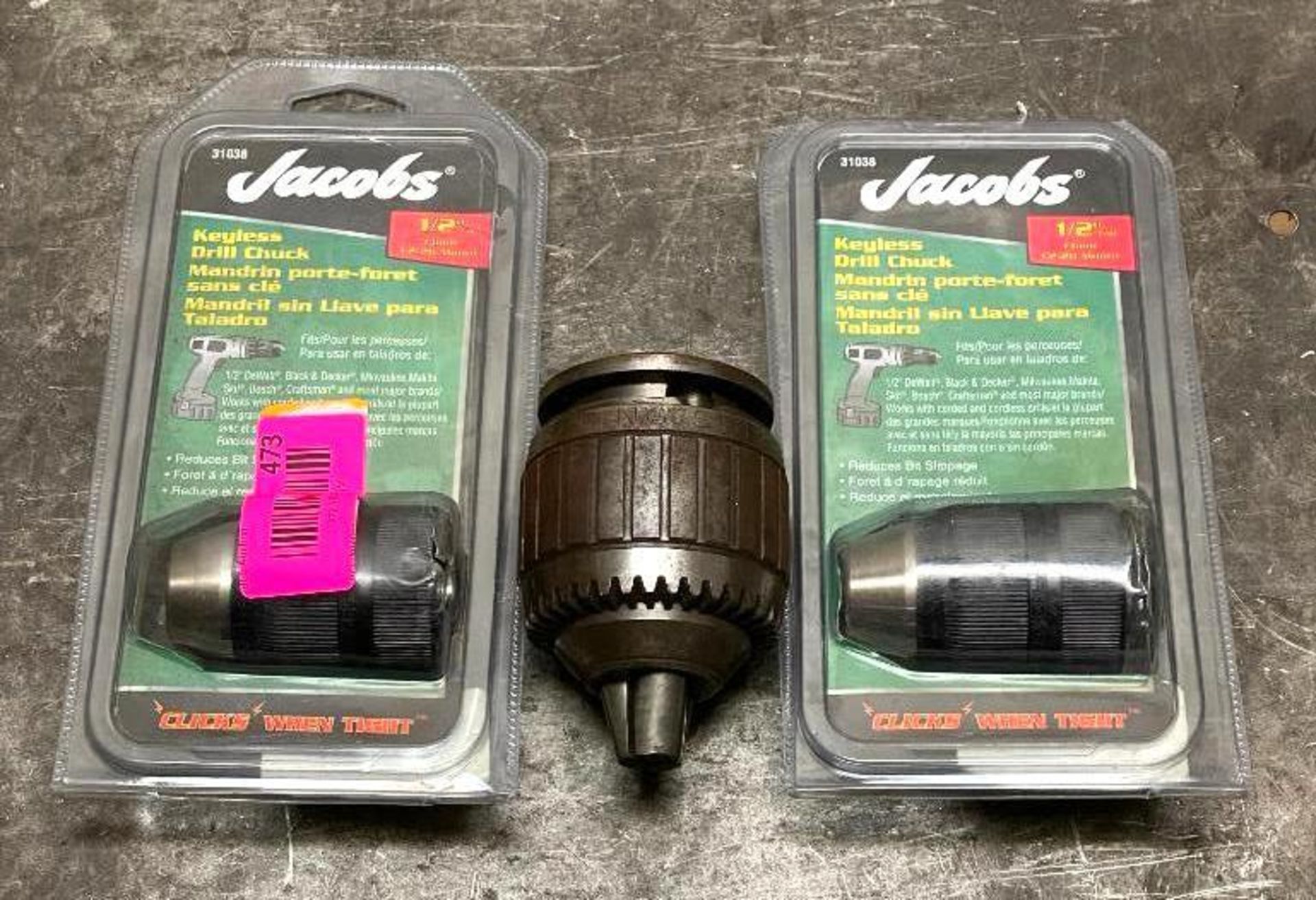 (3) KEYLESS DRILL CHUCKS BRAND/MODEL: JACOBS LOCATION: WAREHOUSE QTY: 3