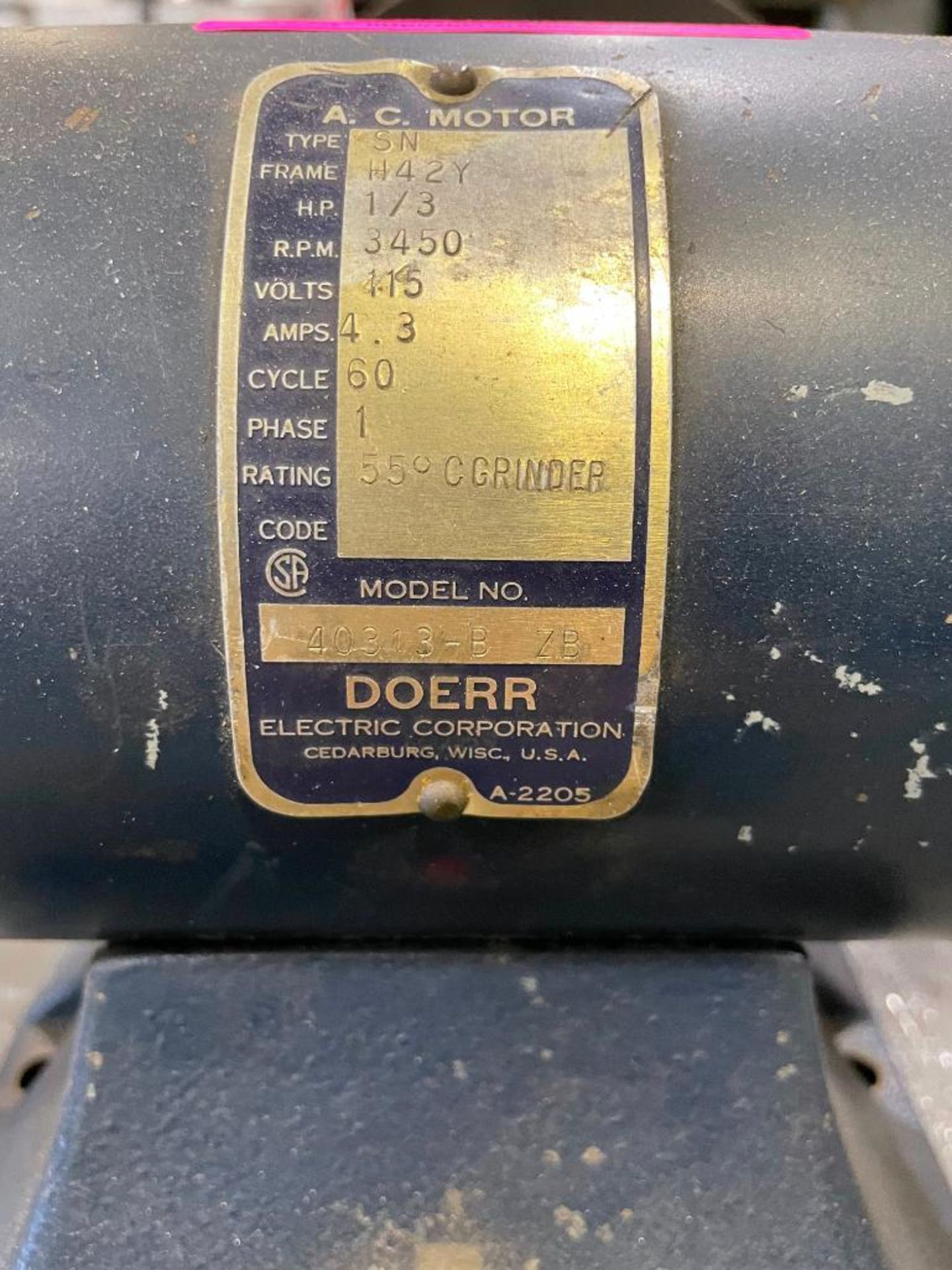 ELECTRIC BENCH GRINDER BRAND/MODEL: DOERR 40313-B ZB LOCATION: WAREHOUSE QTY: 1 - Image 3 of 4