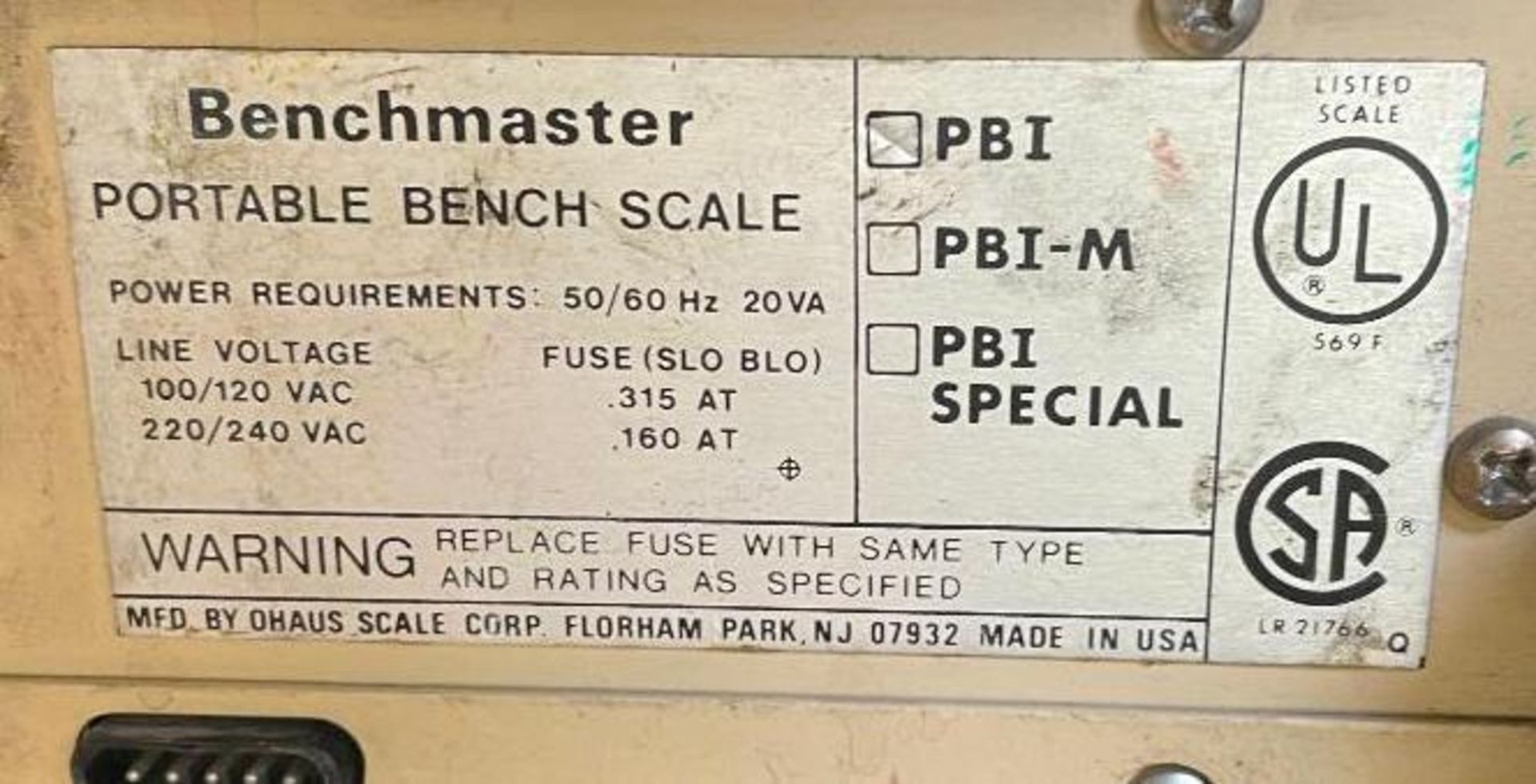 BENCHMASER PBI CLASS III PORTABLE BENCH SCALE DISPLAY BRAND/MODEL: BENCHMASTER PBI LOCATION PAINT RO - Image 5 of 5