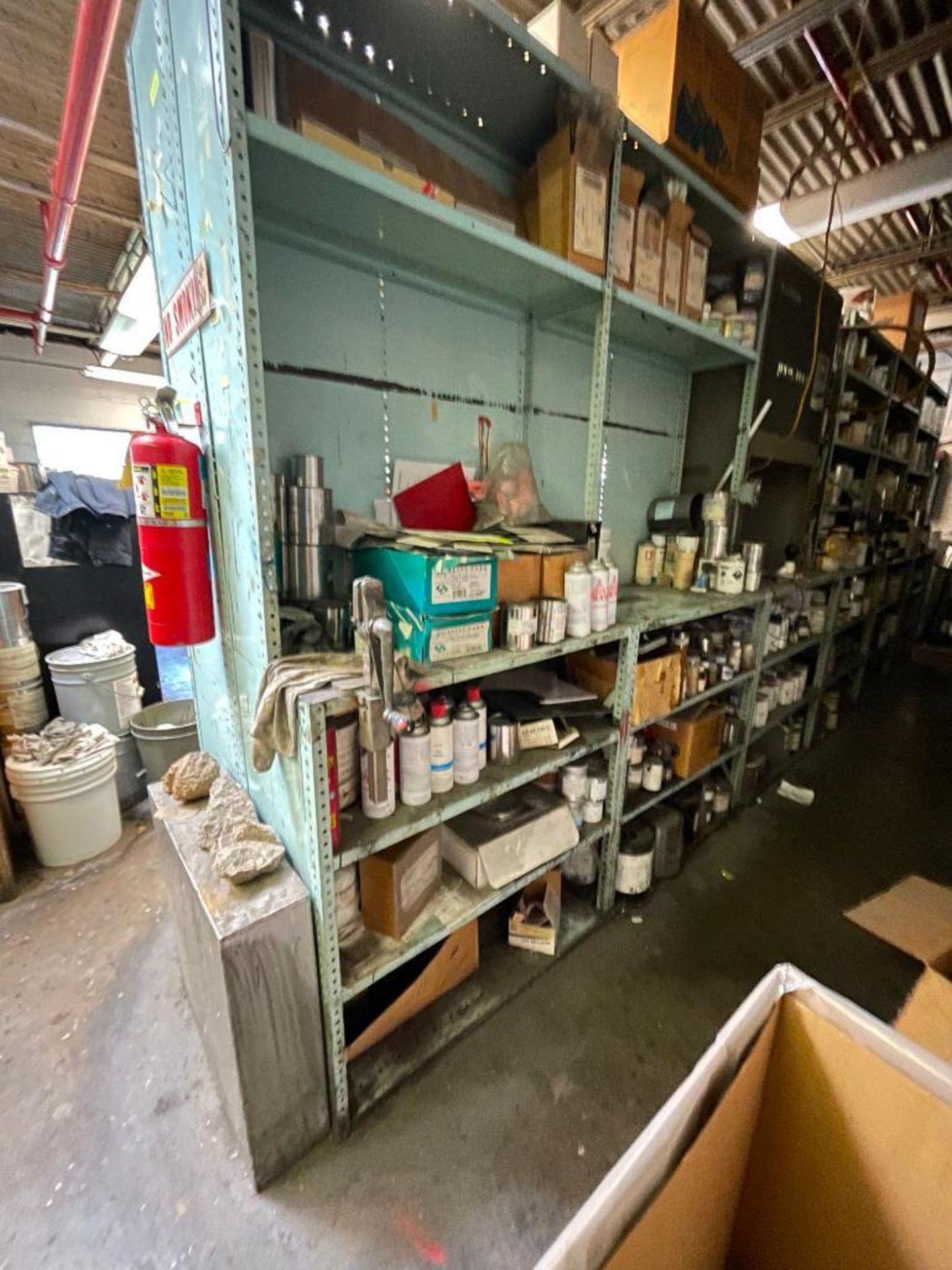 (10) 8-TIER METAL SHELVING UNITS W/ CONTENTS INCLUDED (SEE PHOTOS, VARIOUS PARTIAL PAINT CANS & ADDI - Image 6 of 17