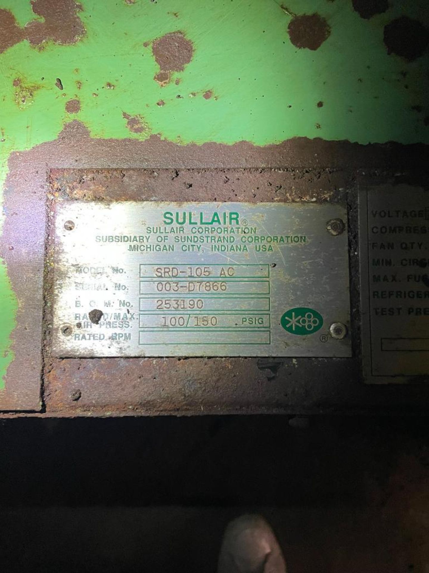 SULLAIR SRD-105 AC REFRIGERATED DRYER BRAND/MODEL: SULLAIR SRD-105-AC LOCATION BASEMENT QTY: 1 - Image 2 of 3
