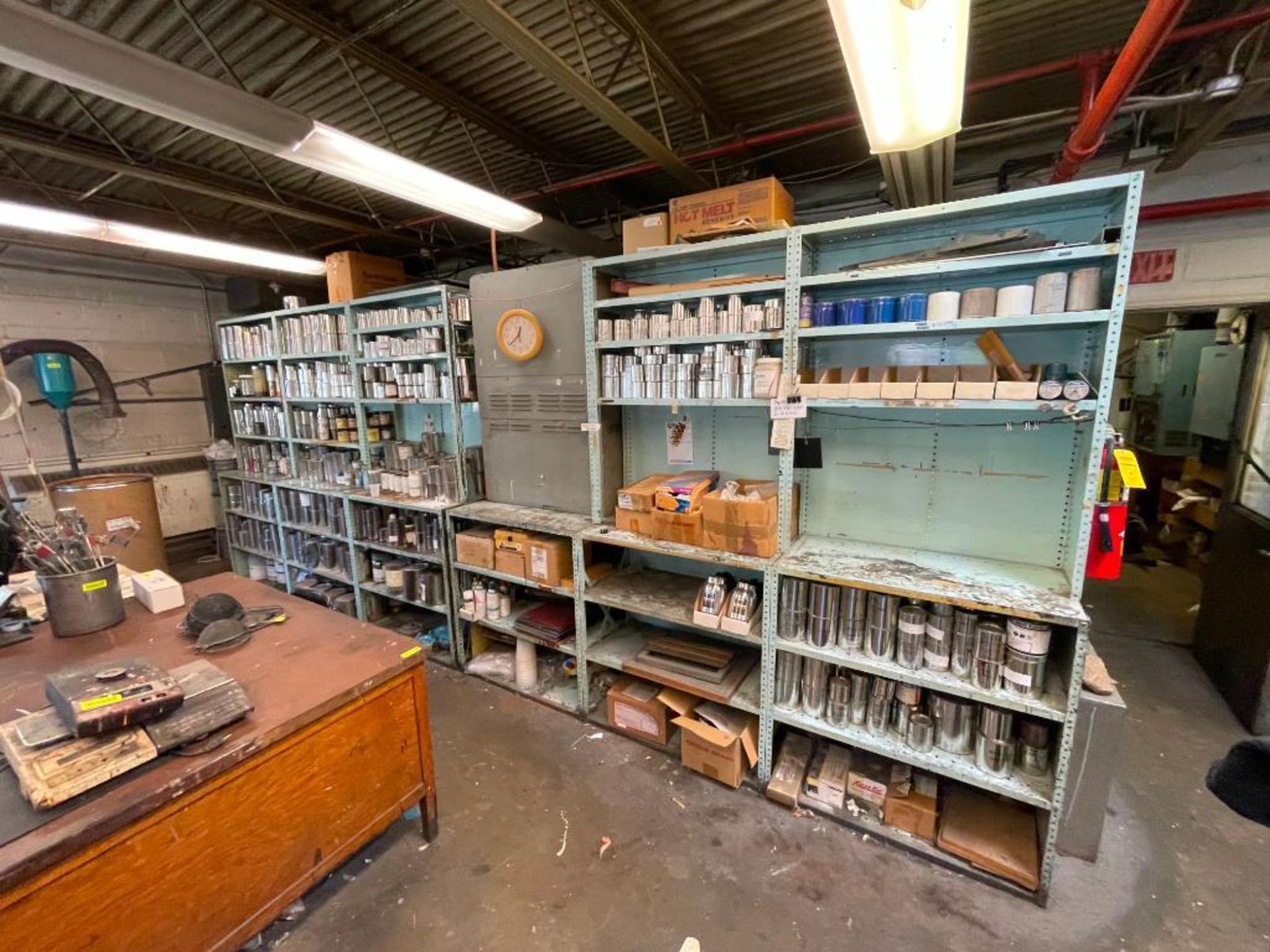 (10) 8-TIER METAL SHELVING UNITS W/ CONTENTS INCLUDED (SEE PHOTOS, VARIOUS PARTIAL PAINT CANS & ADDI - Image 4 of 17