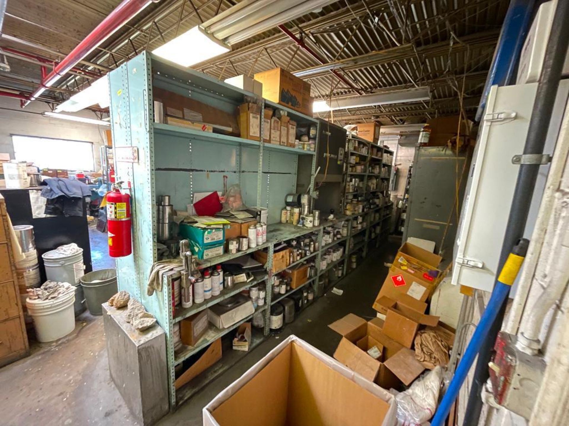 (10) 8-TIER METAL SHELVING UNITS W/ CONTENTS INCLUDED (SEE PHOTOS, VARIOUS PARTIAL PAINT CANS & ADDI - Image 5 of 17
