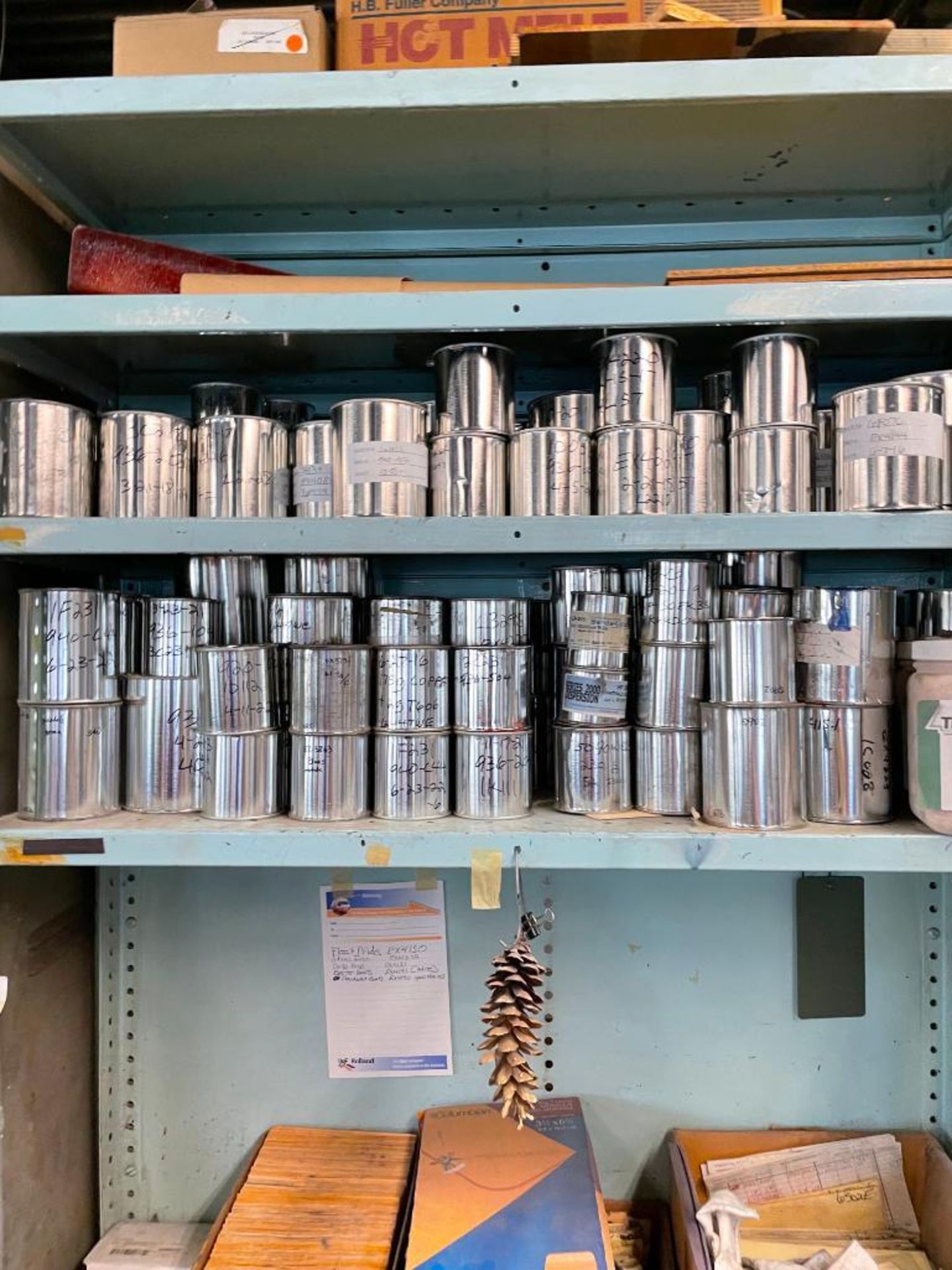 (10) 8-TIER METAL SHELVING UNITS W/ CONTENTS INCLUDED (SEE PHOTOS, VARIOUS PARTIAL PAINT CANS & ADDI - Image 16 of 17