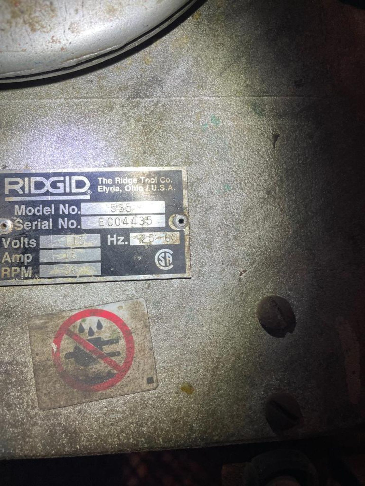 RIDGID 535 PIPE THREADING MACHINE BRAND/MODEL: RIDGID 535 LOCATION BASEMENT QTY: 1 - Image 10 of 10