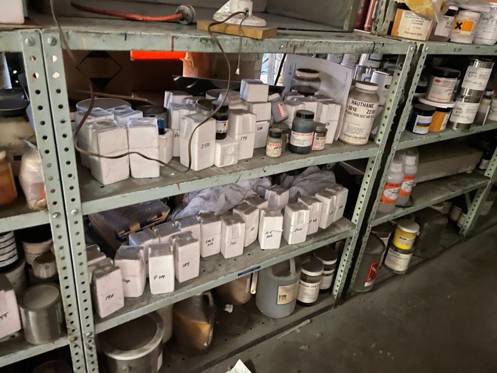 (10) 8-TIER METAL SHELVING UNITS W/ CONTENTS INCLUDED (SEE PHOTOS, VARIOUS PARTIAL PAINT CANS & ADDI - Image 8 of 17