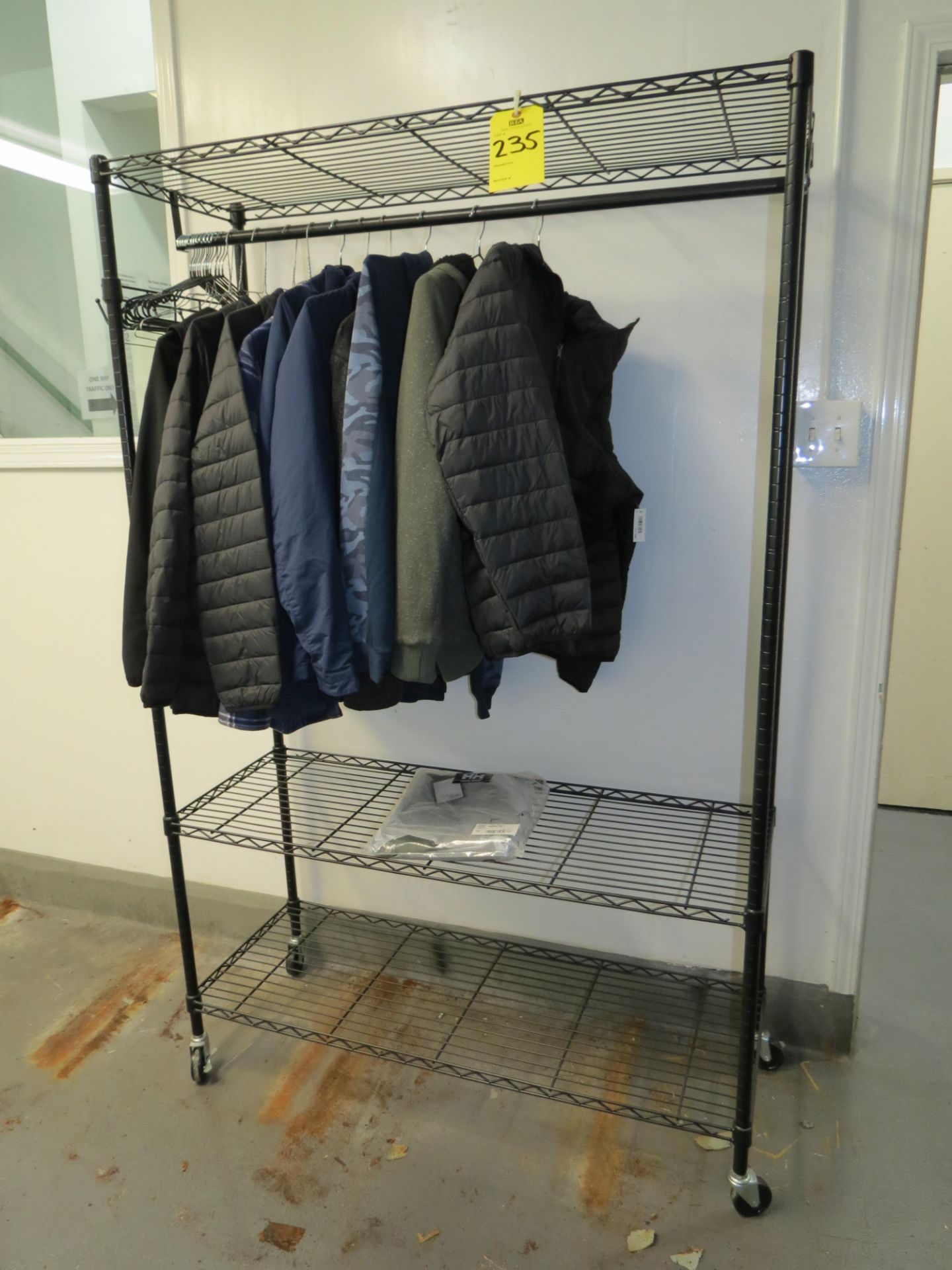 Mobile Garment Rack with Jackets