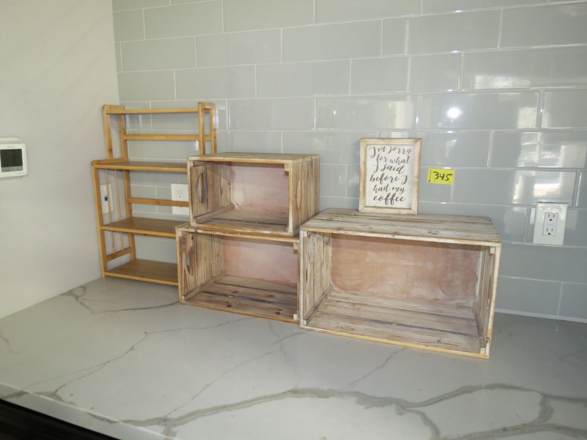 Lot Assorted Wood Spice Racks and Wood Crates