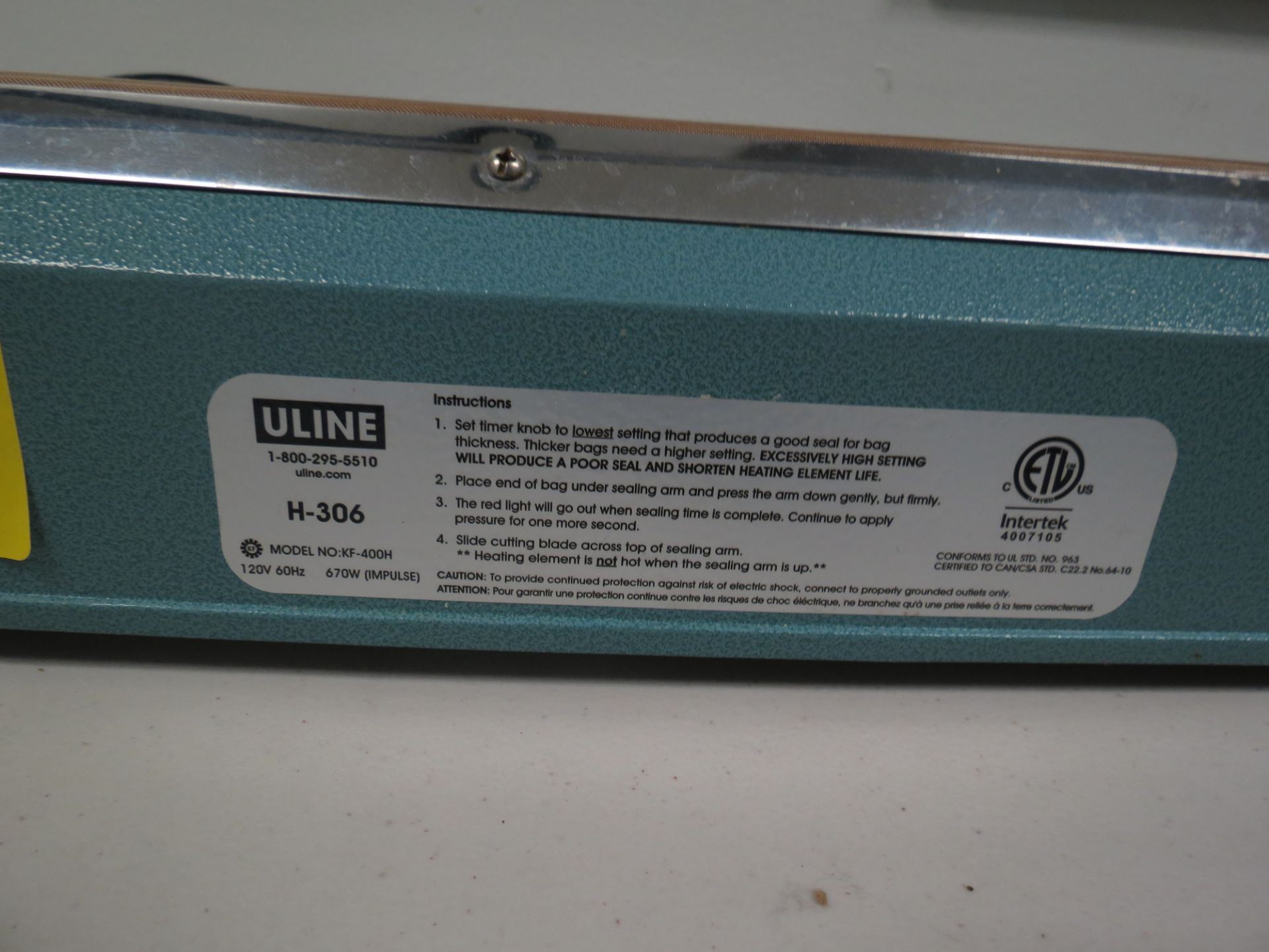 Uline Model H-306 Tabletop Impulse Sealer - Image 2 of 2