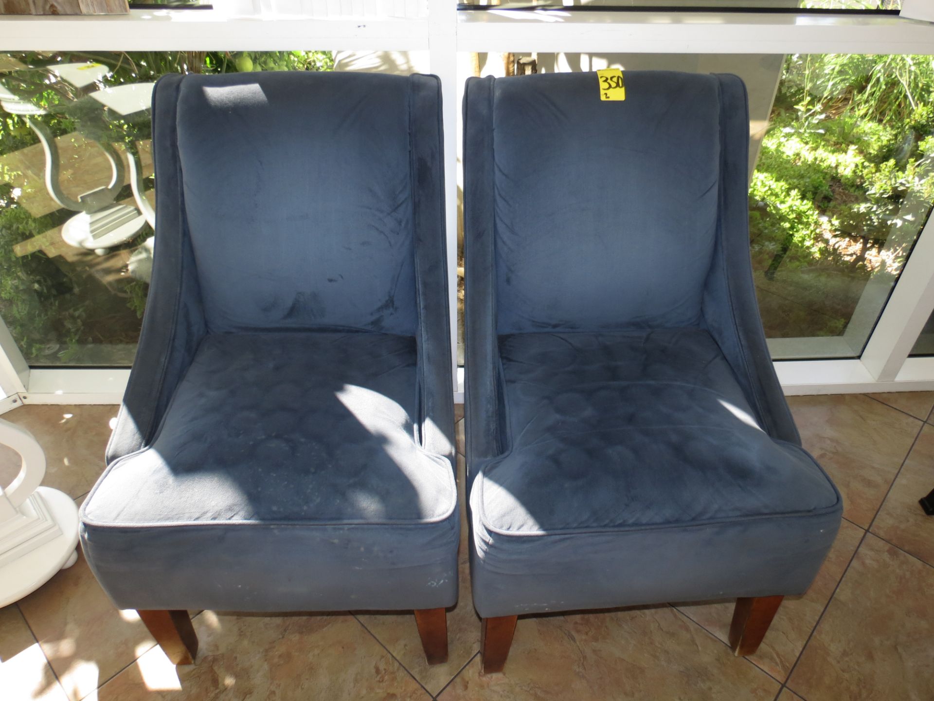 Set of Blue High Back Accent Chairs