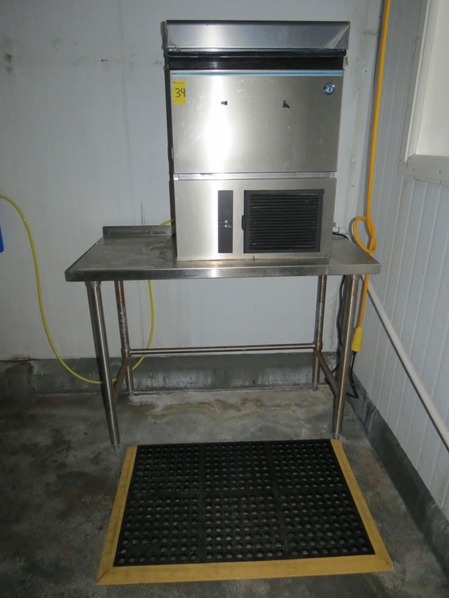 Hoshizaki Ice Machine with Stainless Steel Table and Rubber Mat