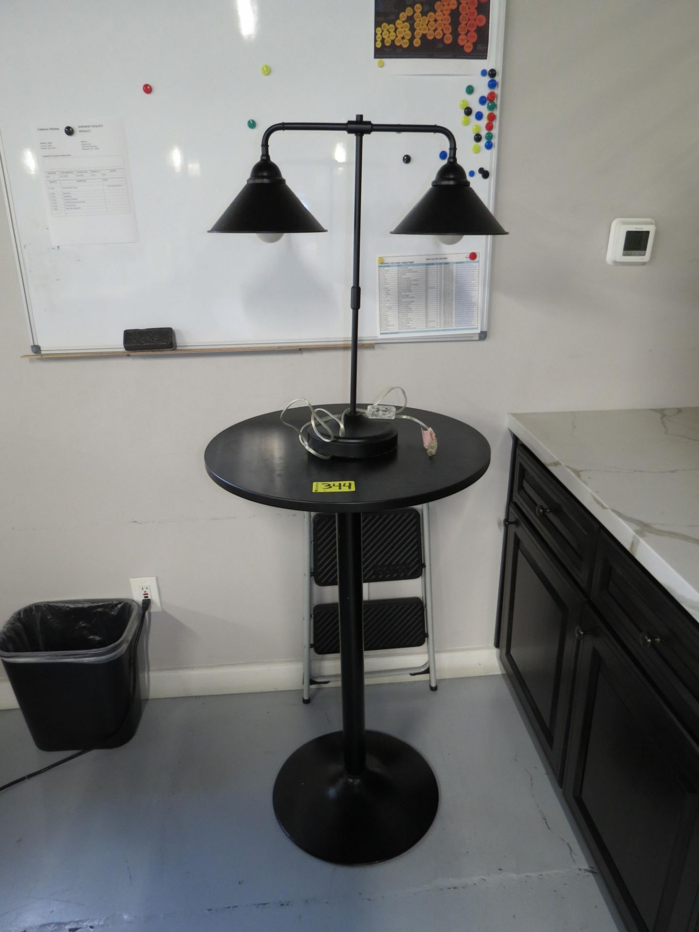 Lot Black Round Pub Table with Black Lamp