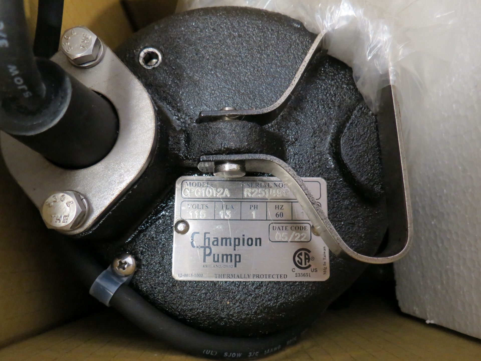 Champion Model CPG1012A 1HP, SN: R251498 Grinder Pump - Image 3 of 4