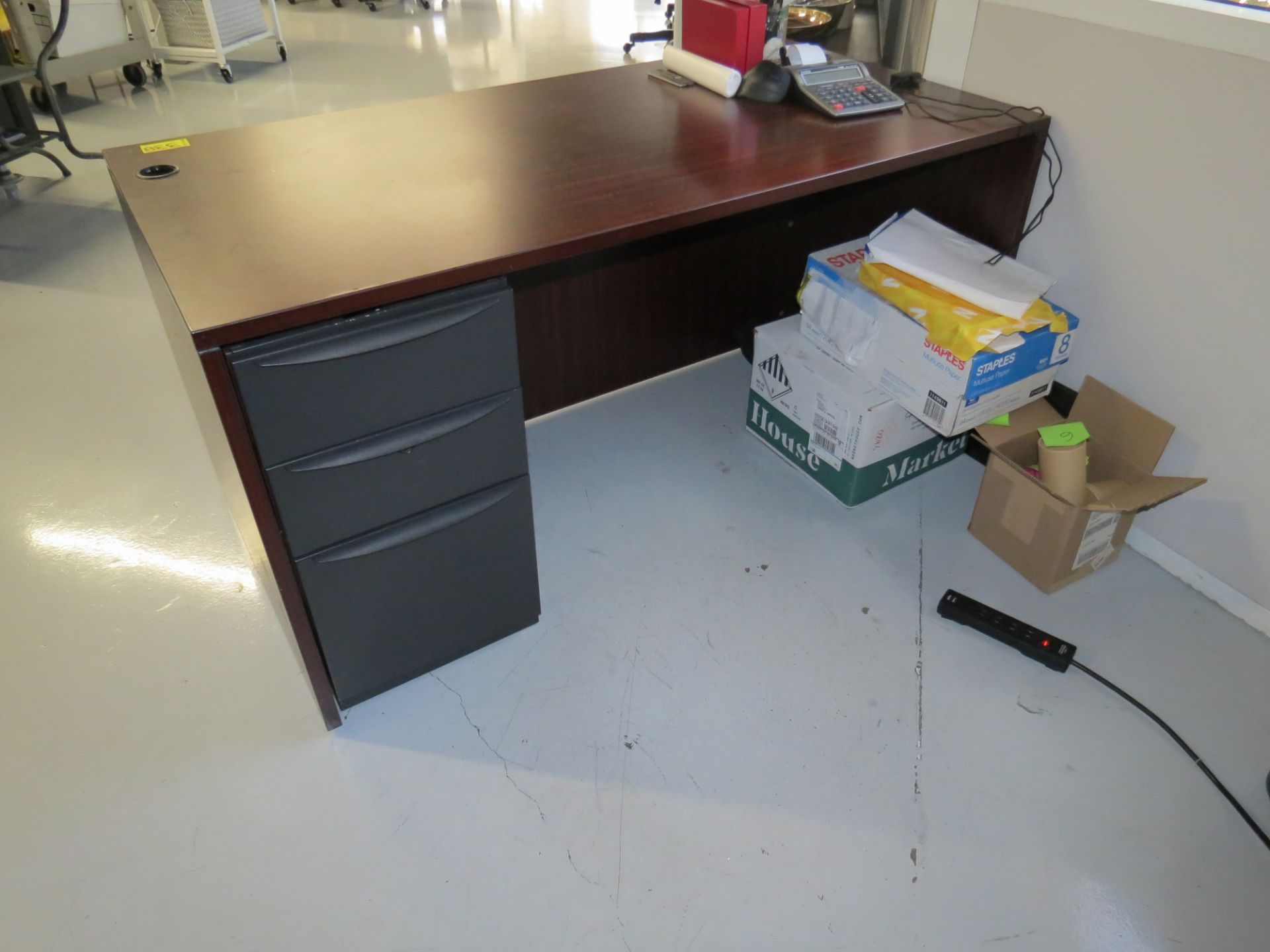 Cherrywood Laminated 3-Drawer Desk with No Chair - Image 2 of 2