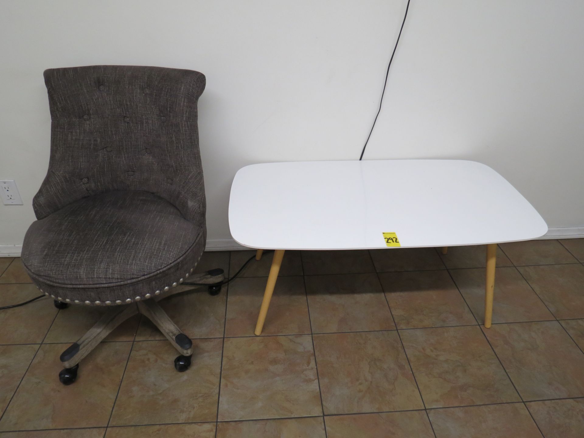 Lot White / Wood Coffee Table and Dark Brown Chair