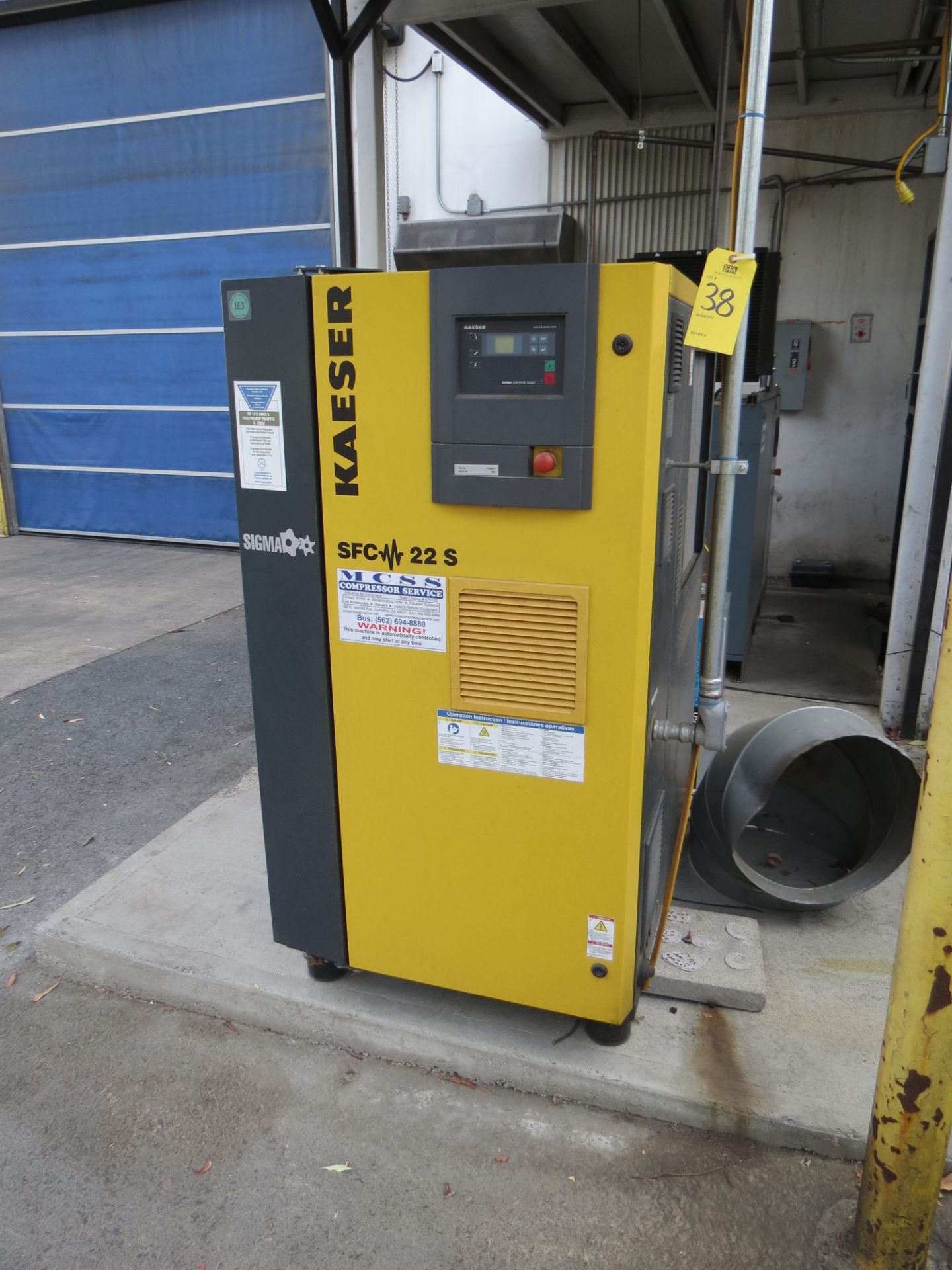 2014 Kaeser SFC 22S, 30HP, 3PH, Rotary Screw Air Compressor, SN: 1003