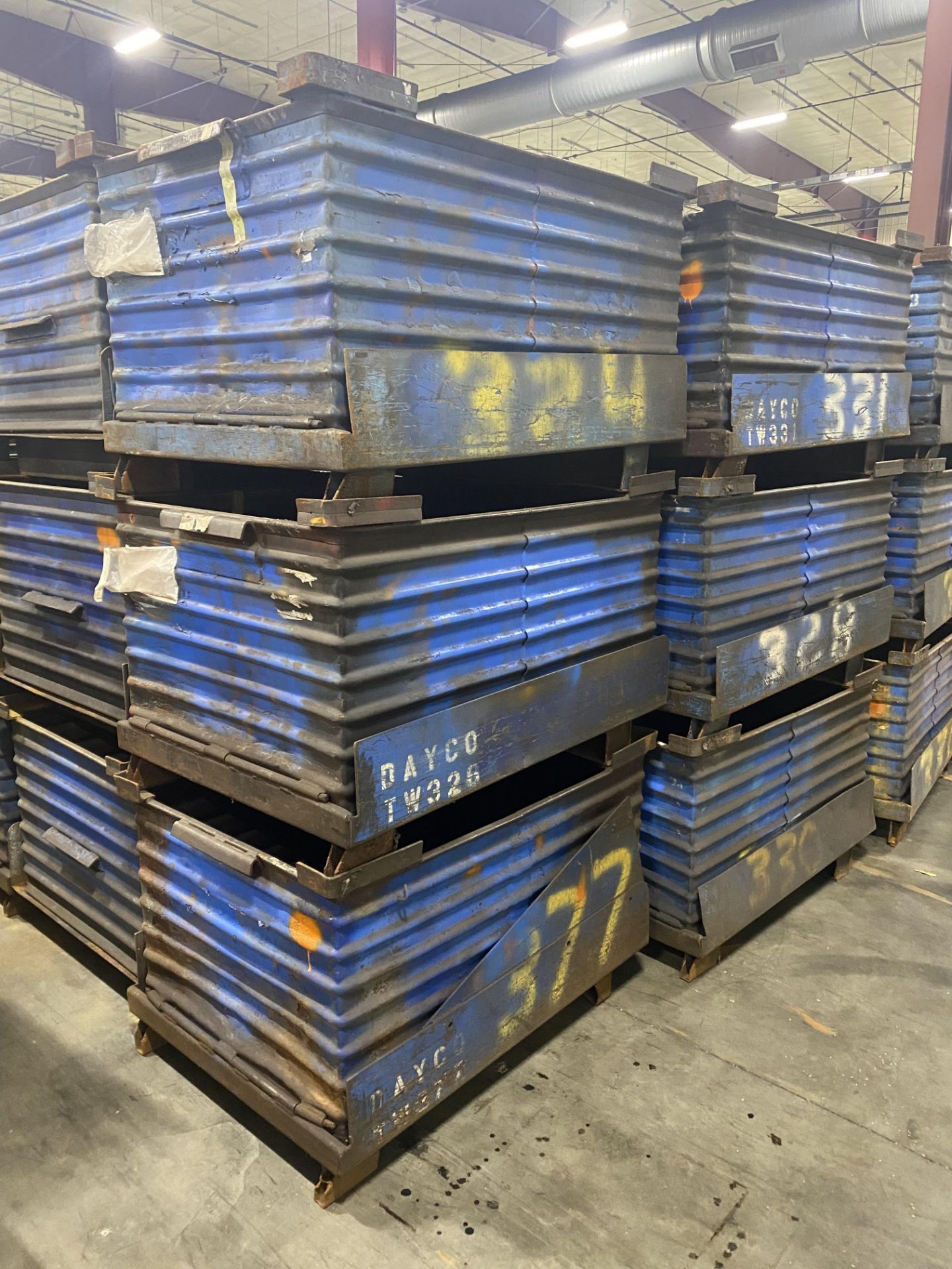 Lot of (5) Heavy Duty Stackable Steel Crates - 31" x 45" x 24"
