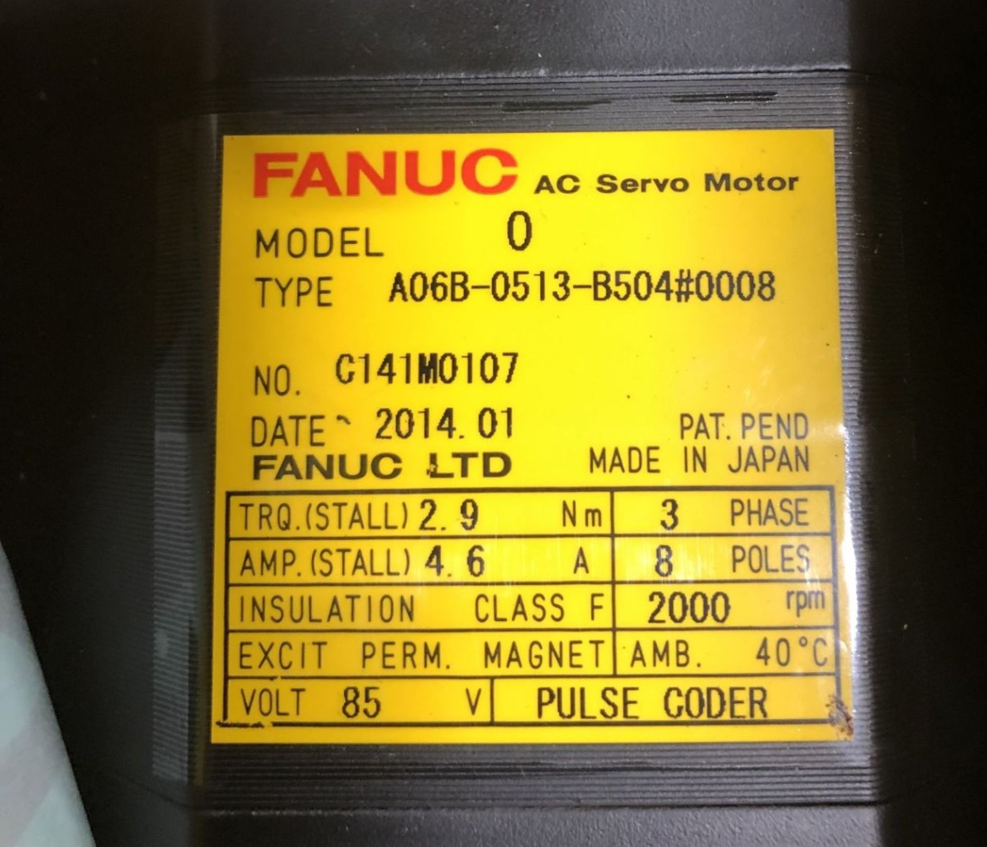 NEW IN BOX Fanuc AC Servo Motor, A06B-0513-B504 #0008 - Image 5 of 5