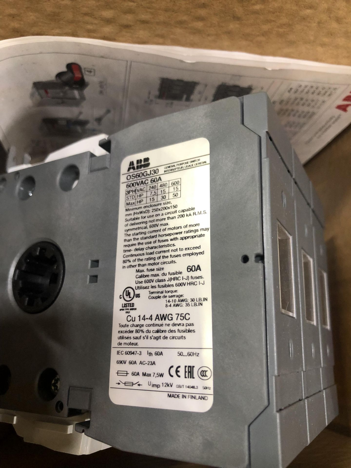 NEW ABB Fuse Switch, OS60GJ30 - Image 4 of 4