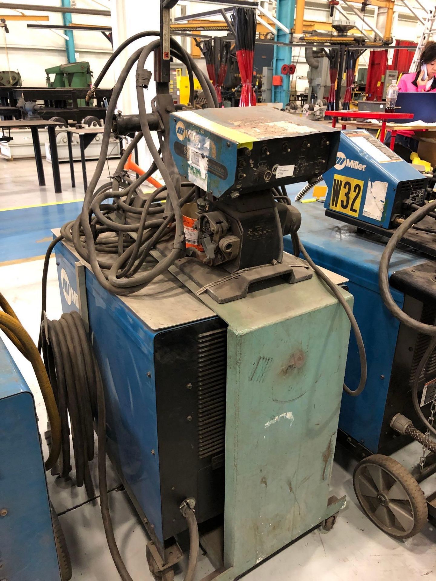 Miller 450Amp Deltaweld 452 Power Supply w/ Millermatic S-52A Wire Feeder & Cables on Wheels - Image 13 of 20