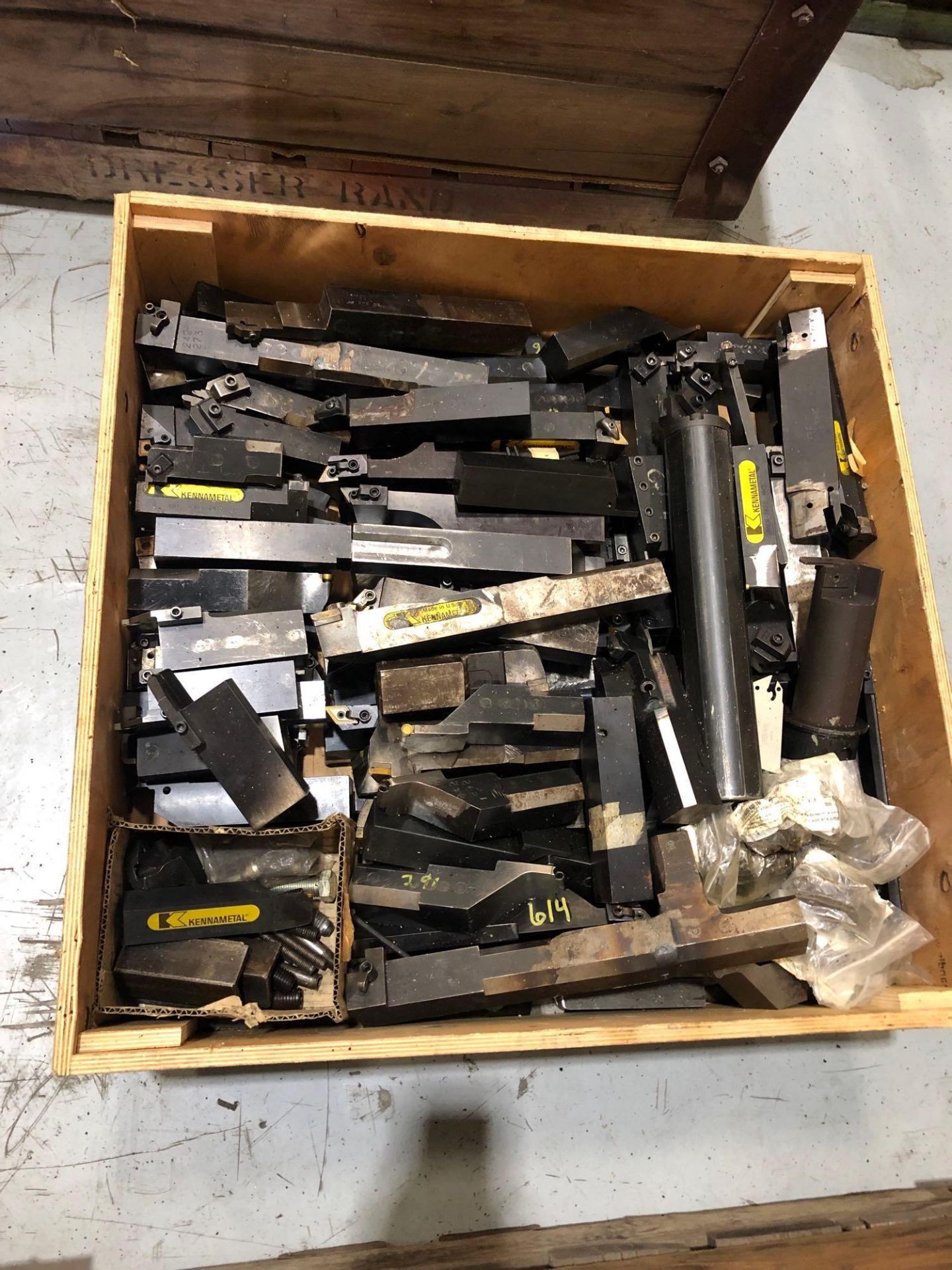 Lot of Carbide Insert Cutters, Holders, Boring Bar, and Misc items in Wood Box / Crate - Image 2 of 3