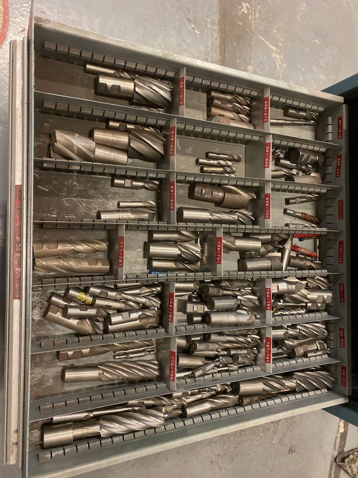 10 Drawer Nu-Era Cabinet w/ End Mills of Various sizes and types - Image 9 of 11