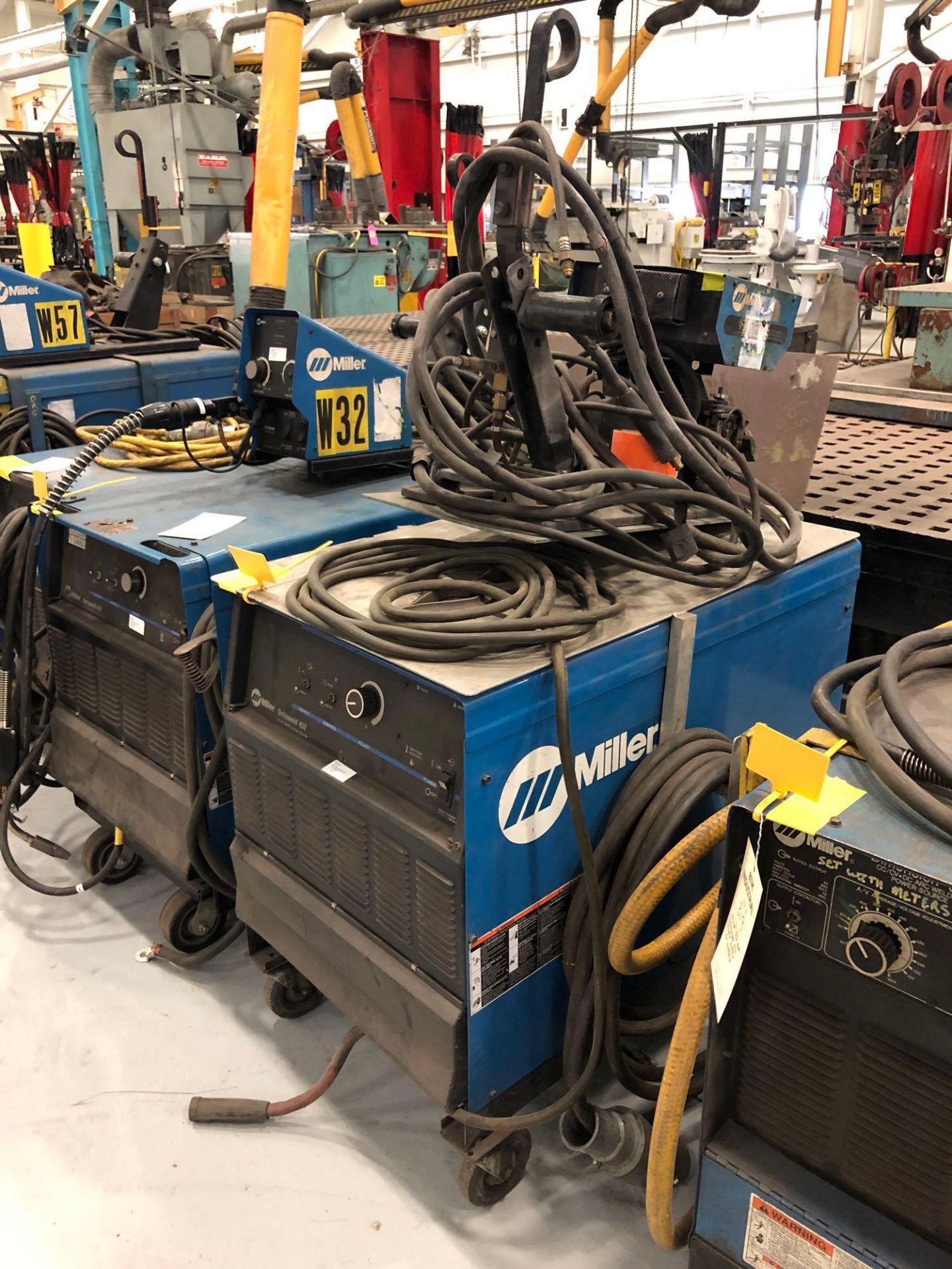 Miller 450Amp Deltaweld 452 Power Supply w/ Millermatic S-52A Wire Feeder & Cables on Wheels - Image 9 of 20