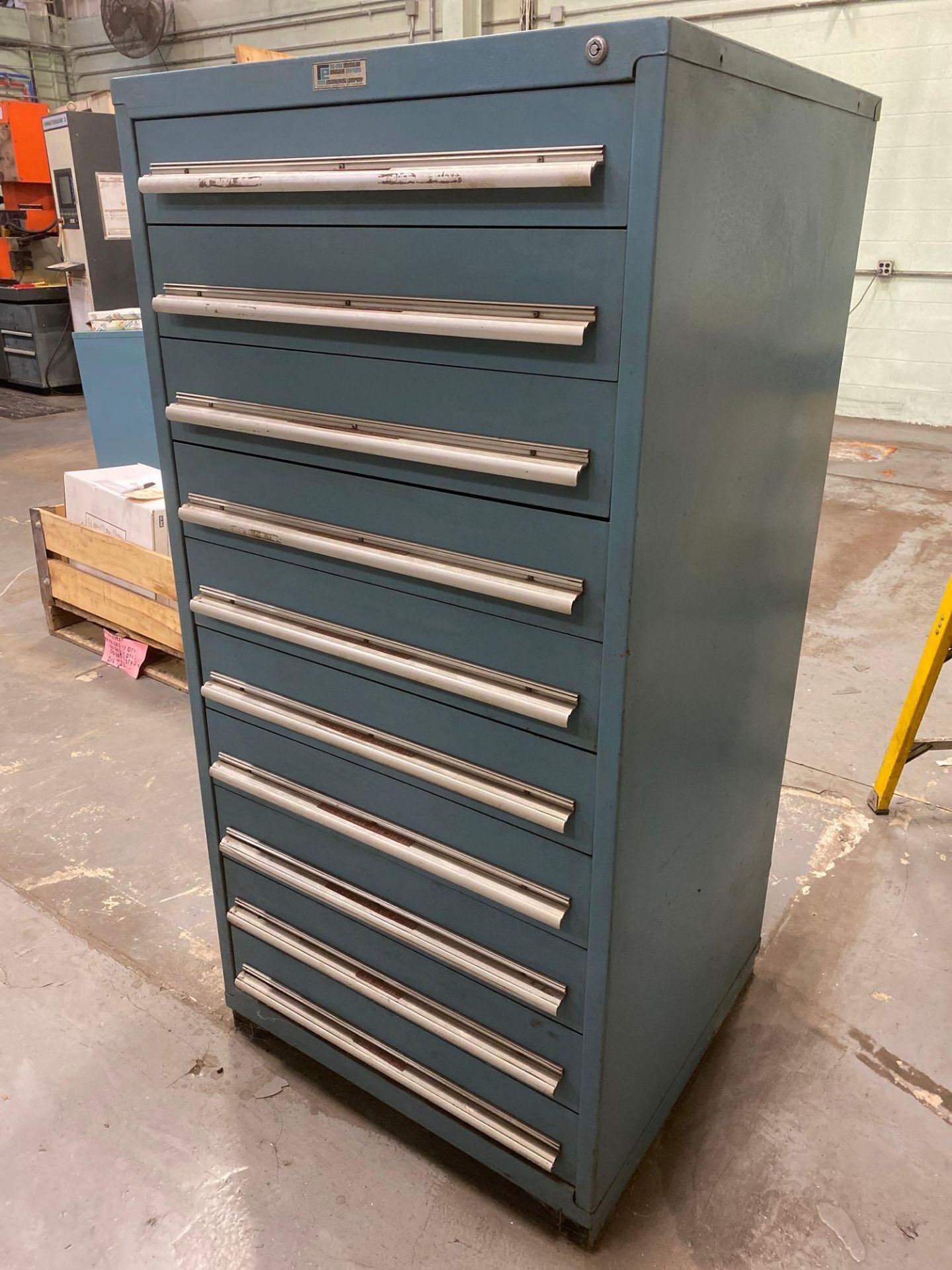 10 Drawer Nu-Era Cabinet w/ End Mills of Various sizes and types