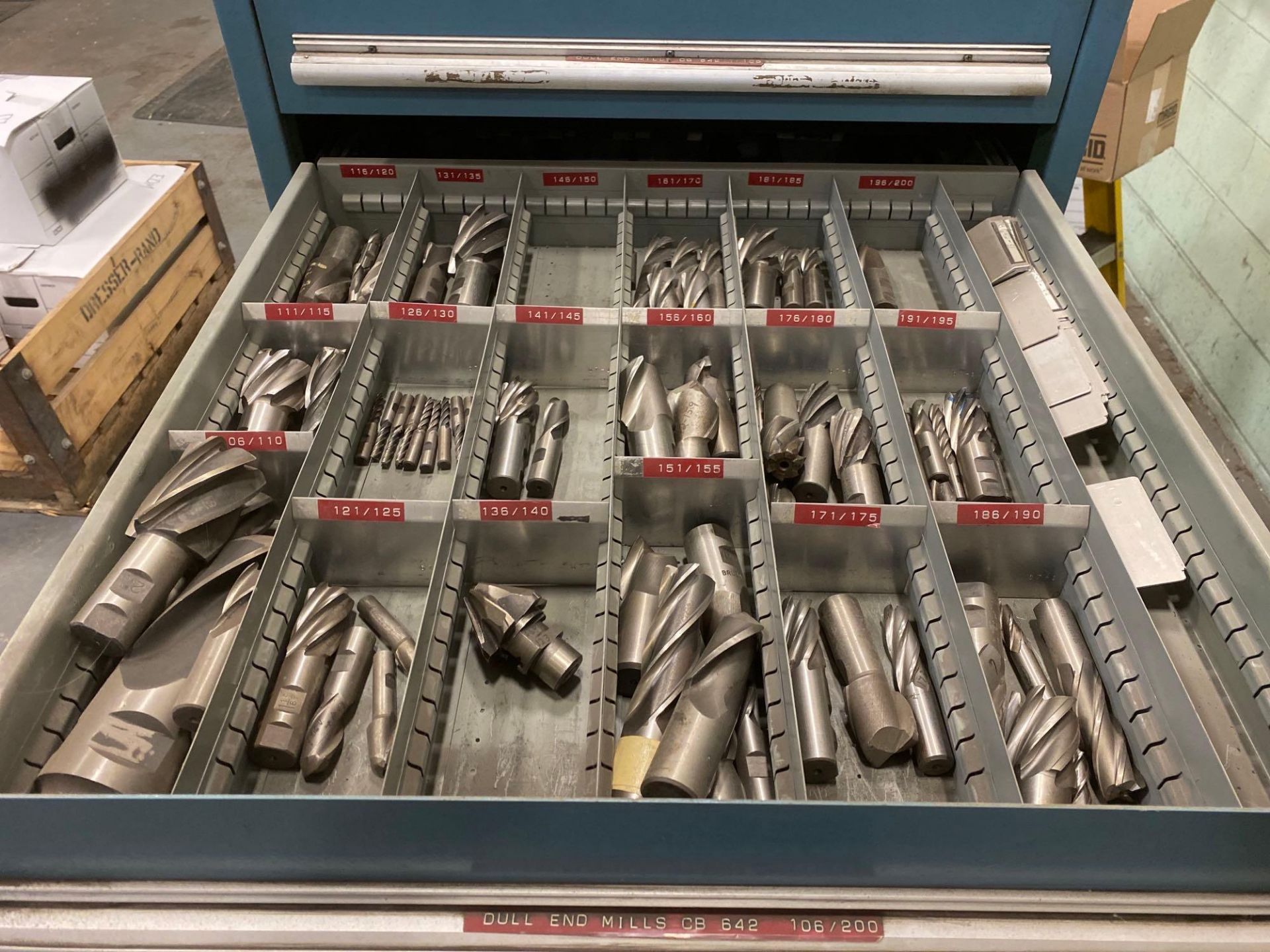 10 Drawer Nu-Era Cabinet w/ End Mills of Various sizes and types - Image 3 of 11