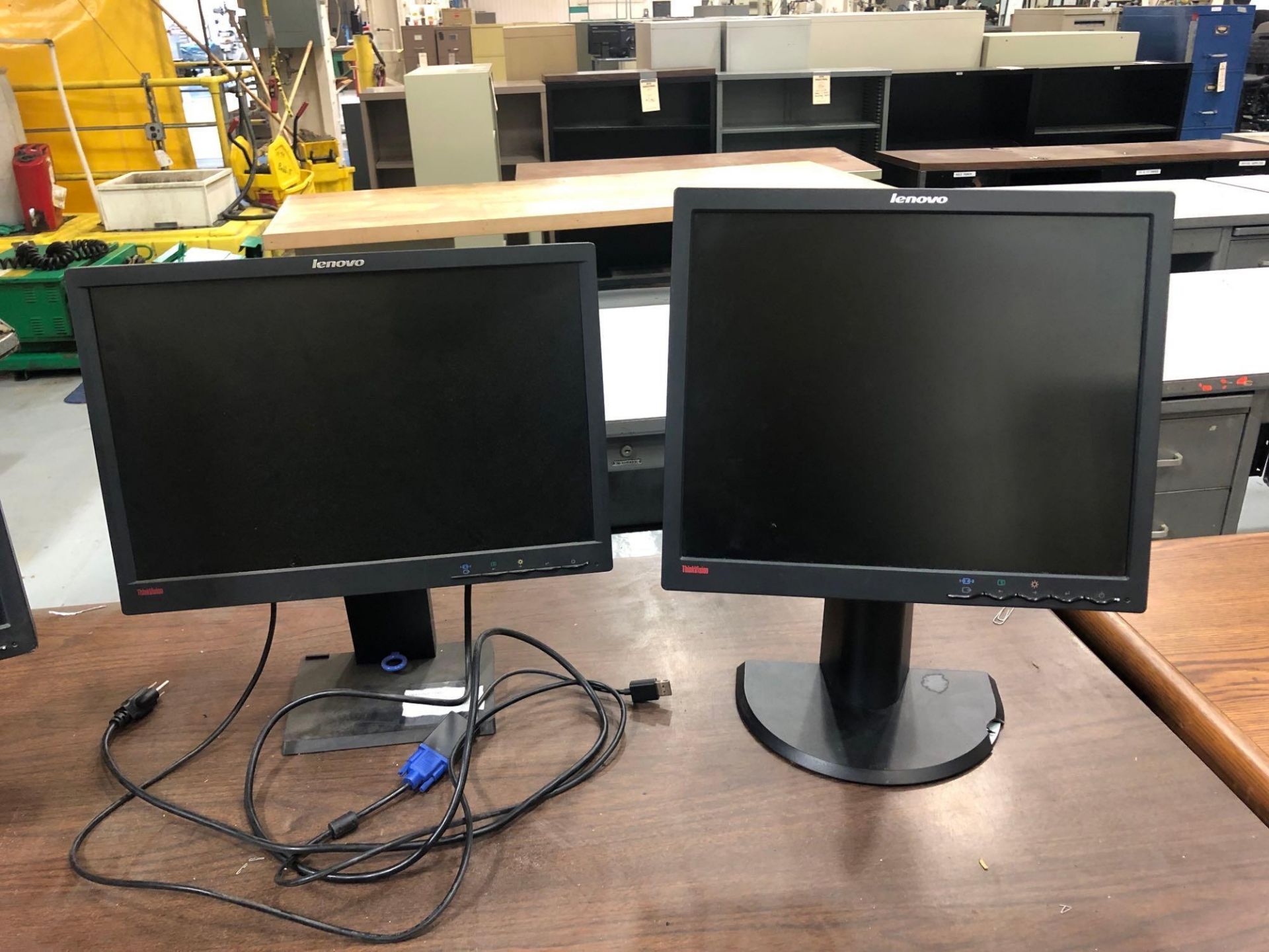 Lot of (4) Metal 6 Drawer Desk w/ 3 computer Monitors - Image 4 of 4