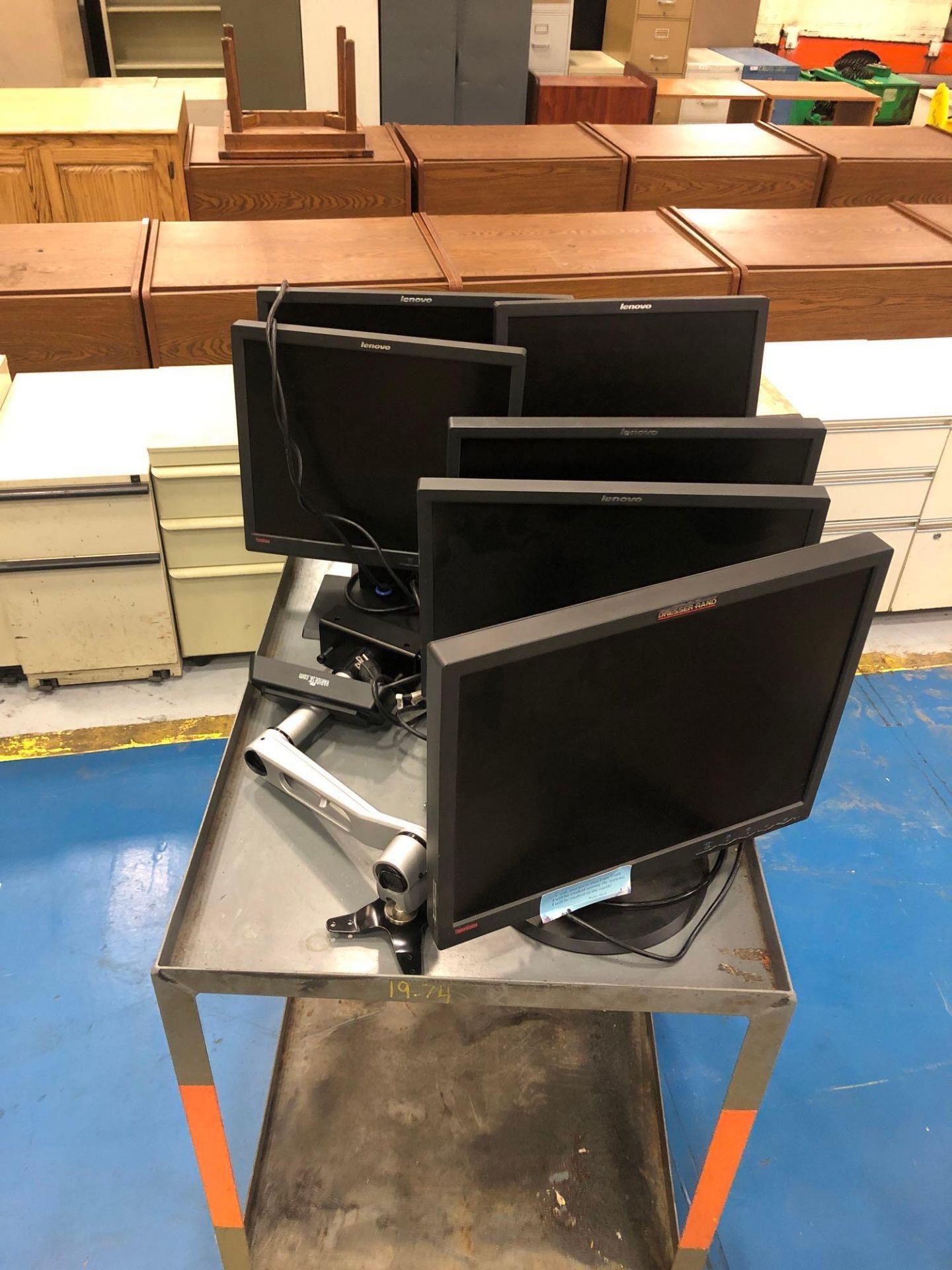 Lot of (6) Computer Monitors w/Cart - Image 3 of 3