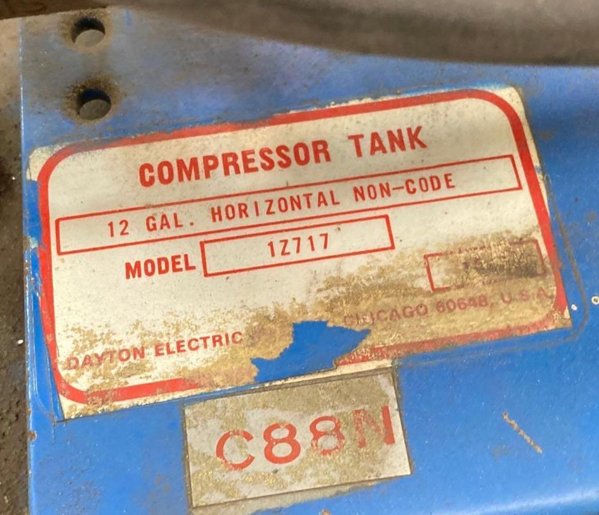 Dayton 12 Gal Compressor Tank, Mod# 1Z717 - Image 3 of 4