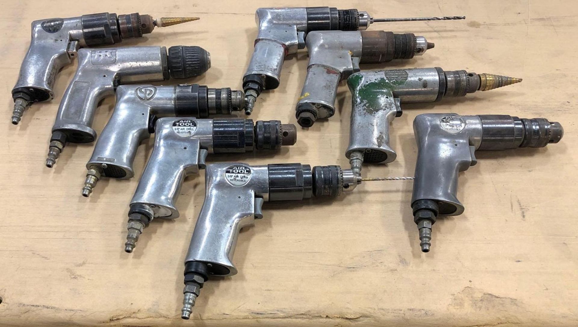 Lot of (9) Misc. Pneumatic Hand Drills