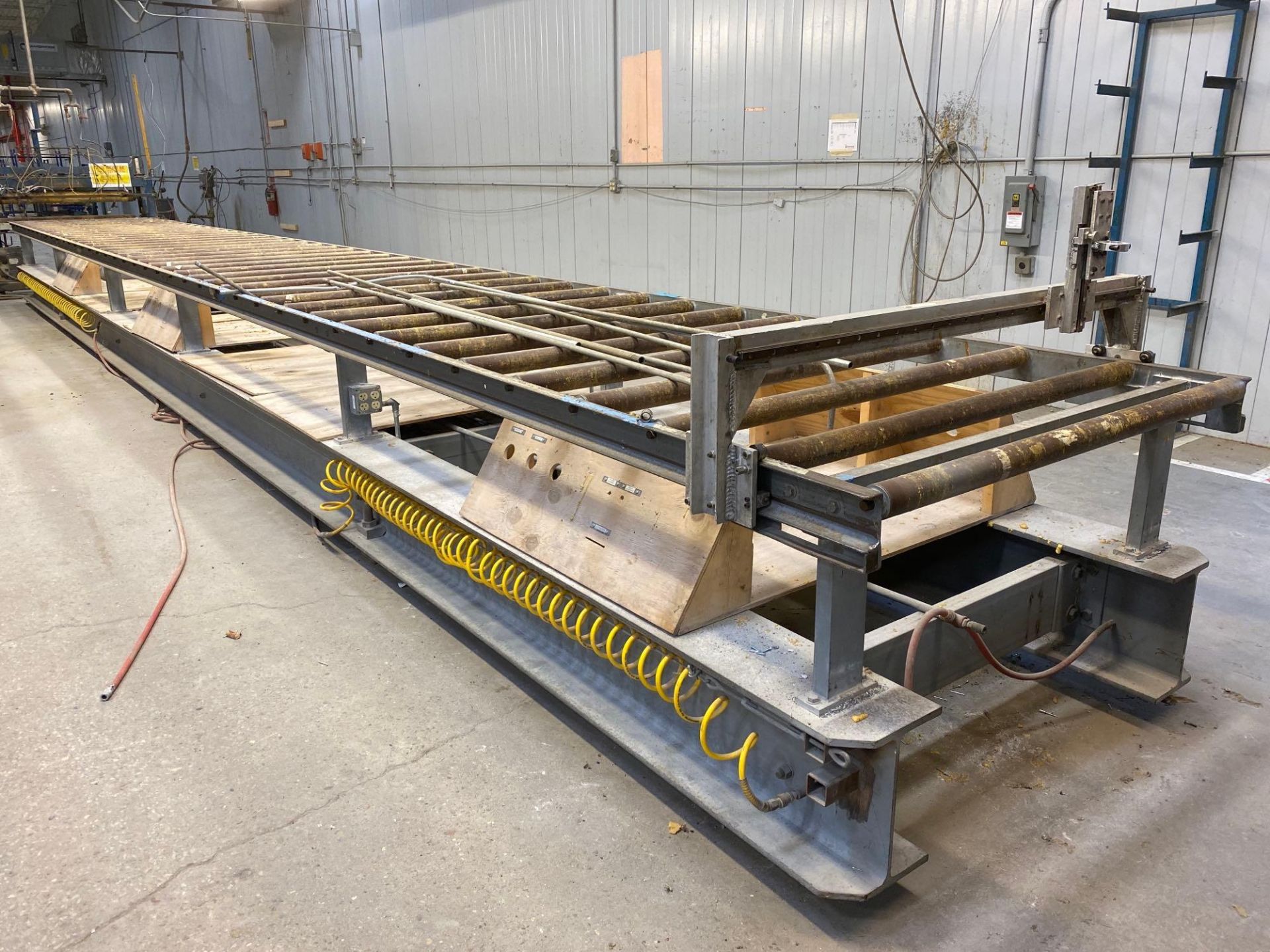58" Wide Roller Conveyor x 40' Long (1 Pc) on Heavy Steel I-Beam