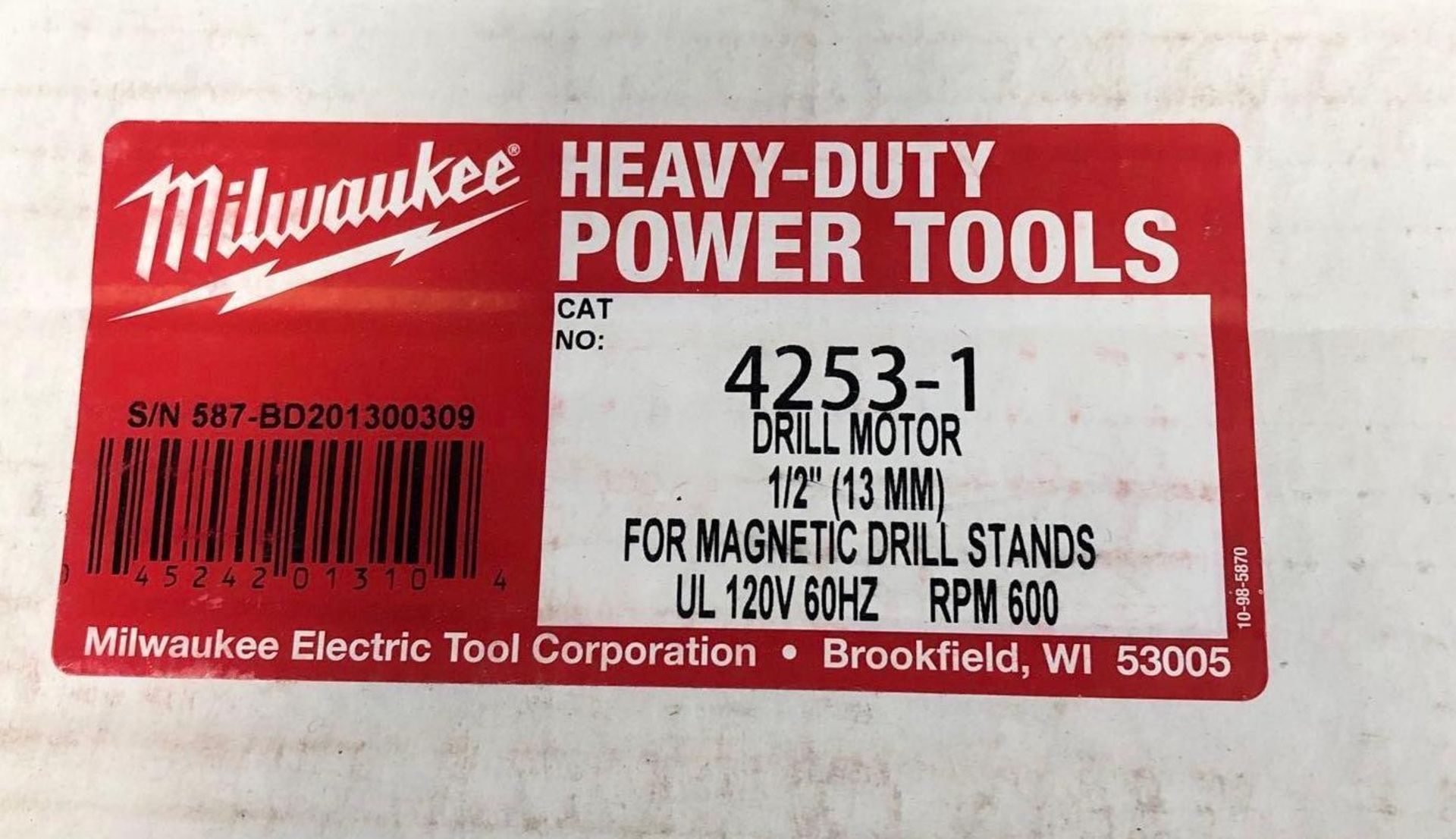 Lot of (2) NEW Milwaukee 1/2" Drill Motors Cat# 4253-1 1/2" Drill Motors in Box For: Magnetic - Image 2 of 2