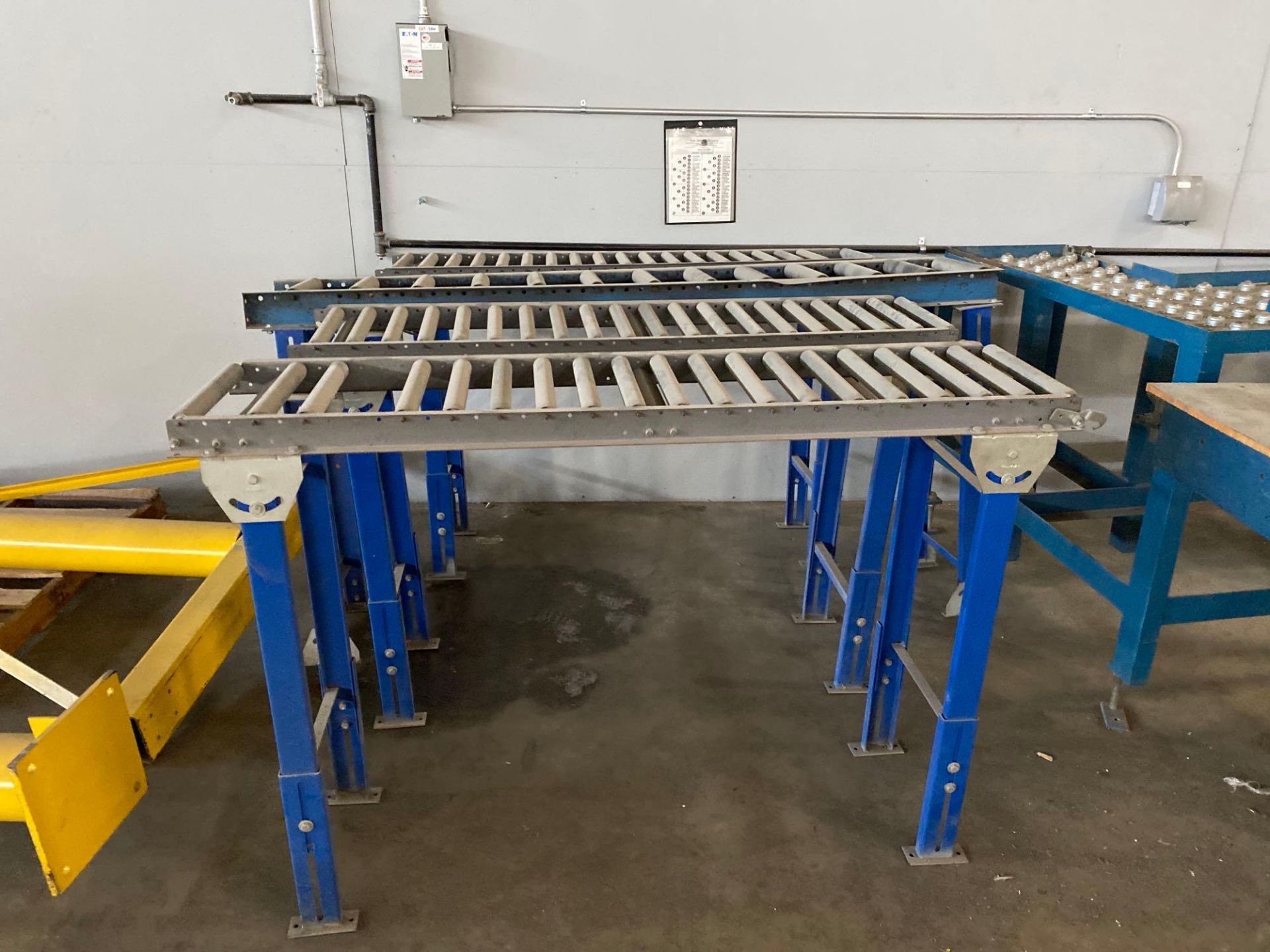 Lot of (5) Pcs. 4 - Roller Conveyors & 1 Roller Table