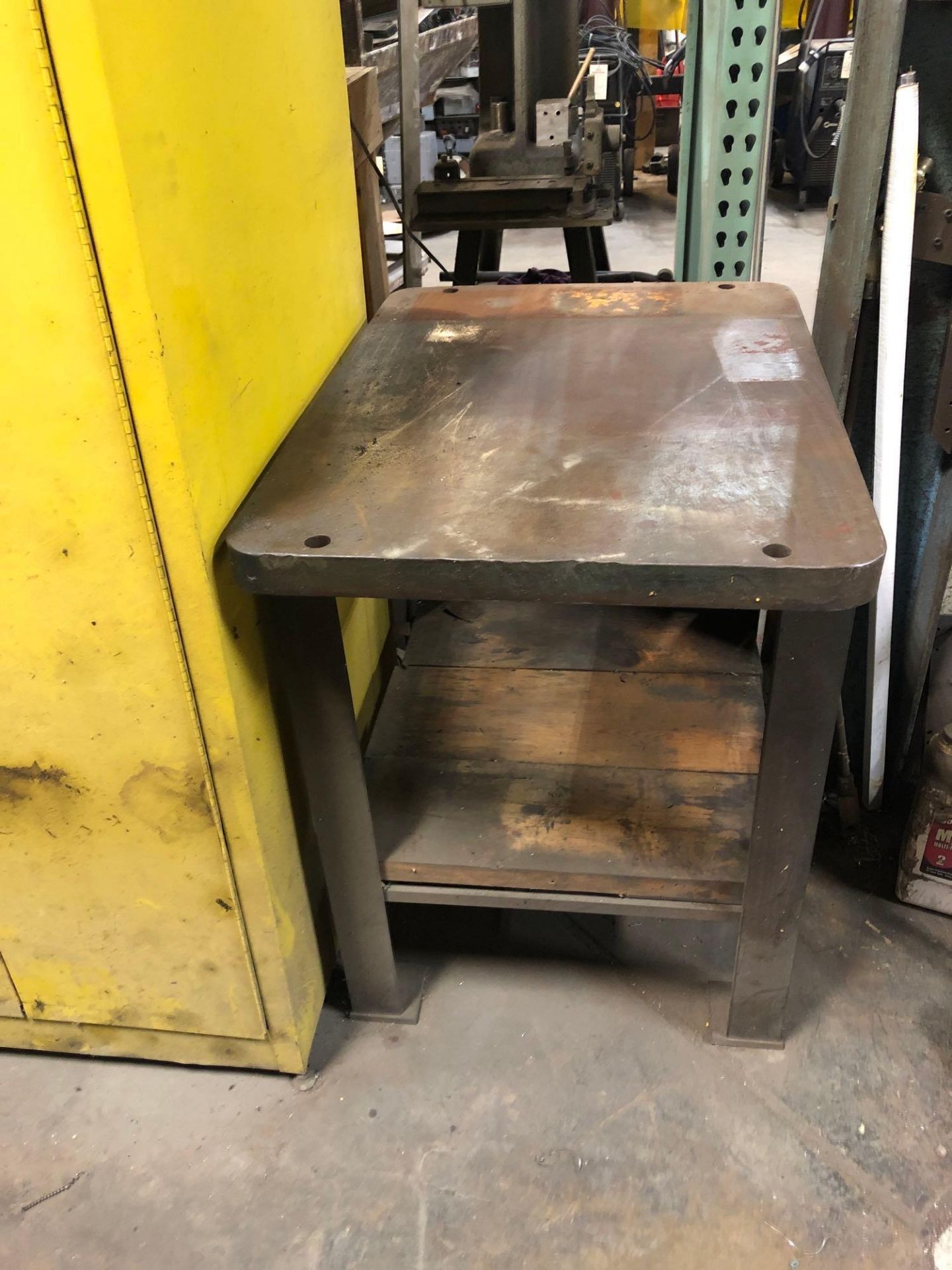 34" x 25" x 35" Metal Table w/ wood shelf - Image 5 of 7