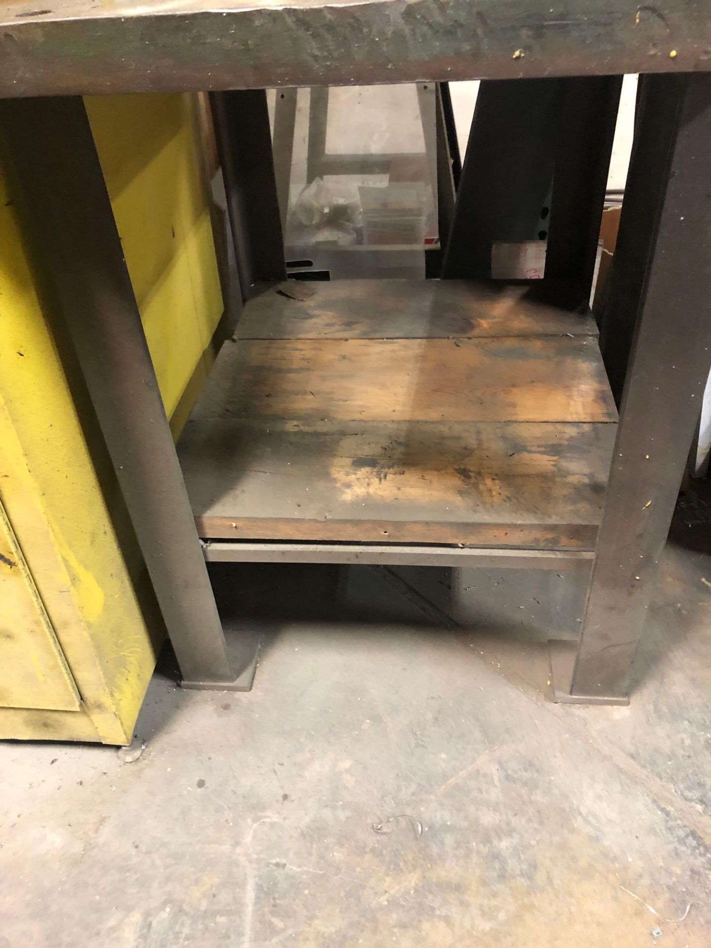 34" x 25" x 35" Metal Table w/ wood shelf - Image 7 of 7