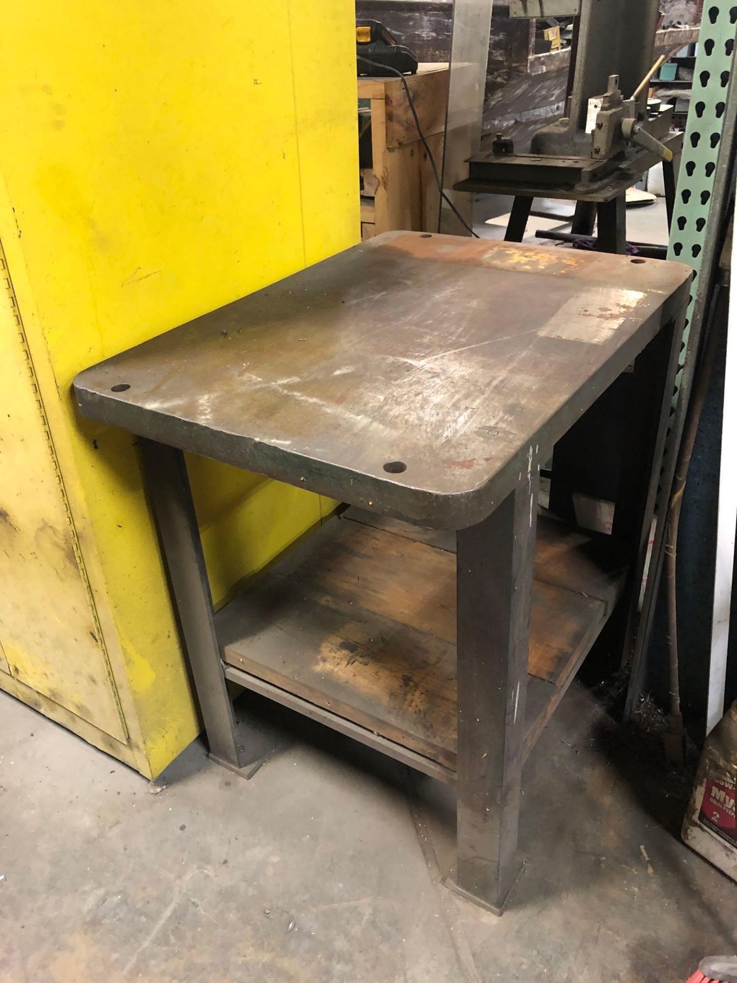 34" x 25" x 35" Metal Table w/ wood shelf - Image 3 of 7