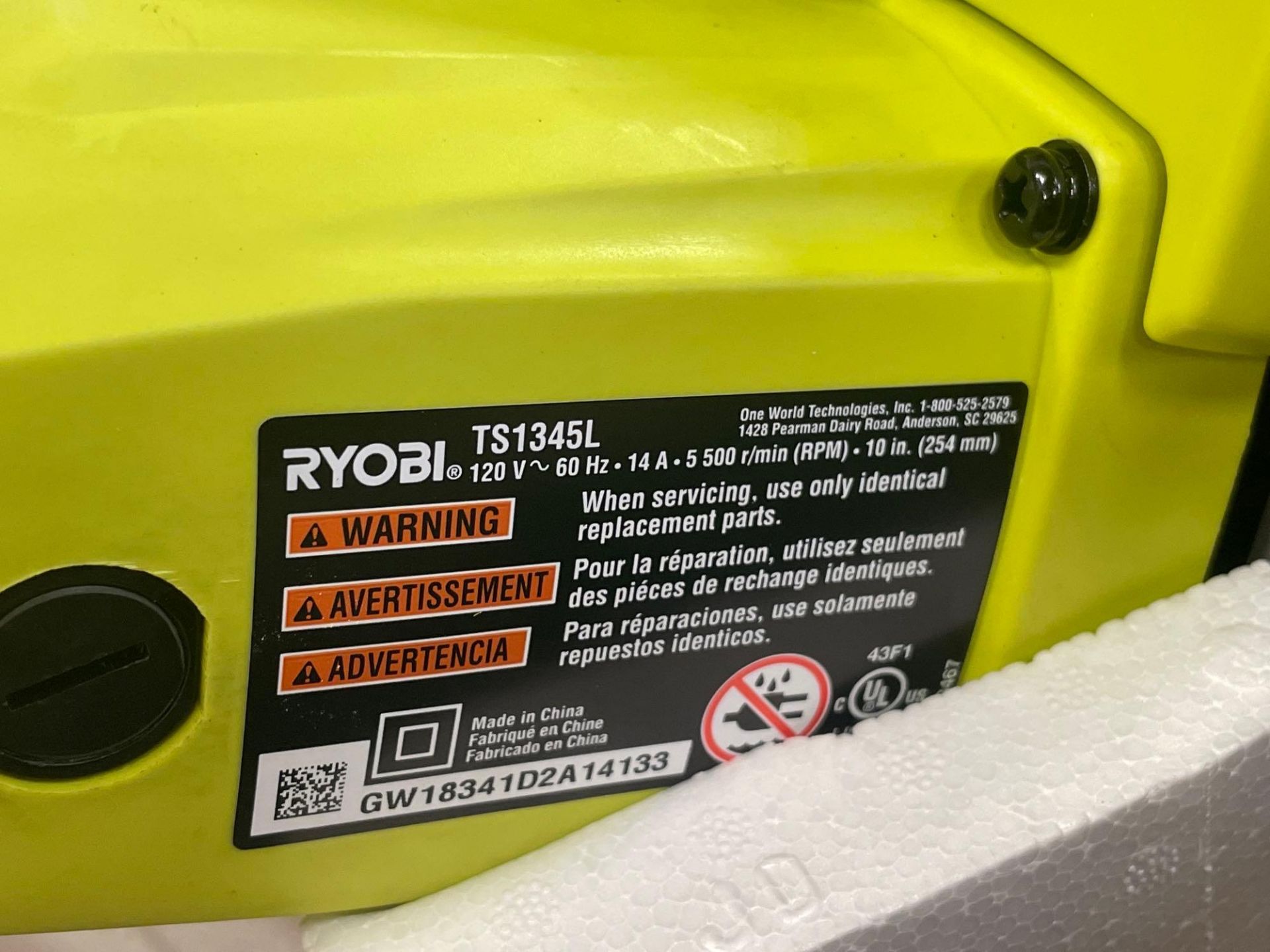 New Ryobi 10" Compound Miter Saw with Laser - Image 6 of 6