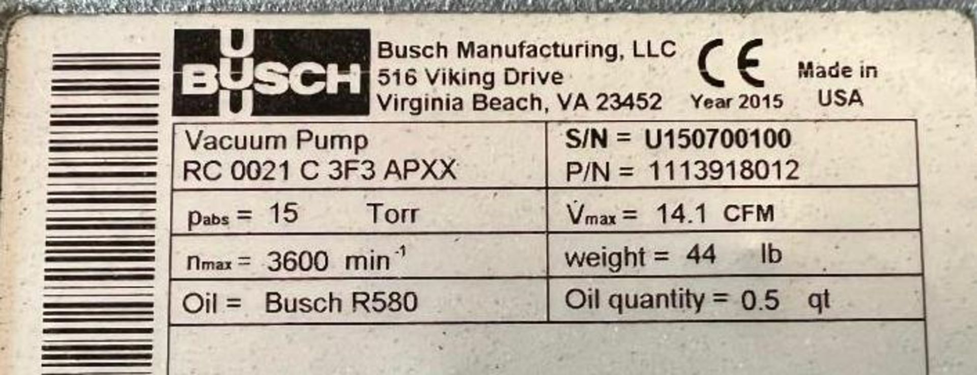 Busch Vaccum Pump - Image 3 of 3