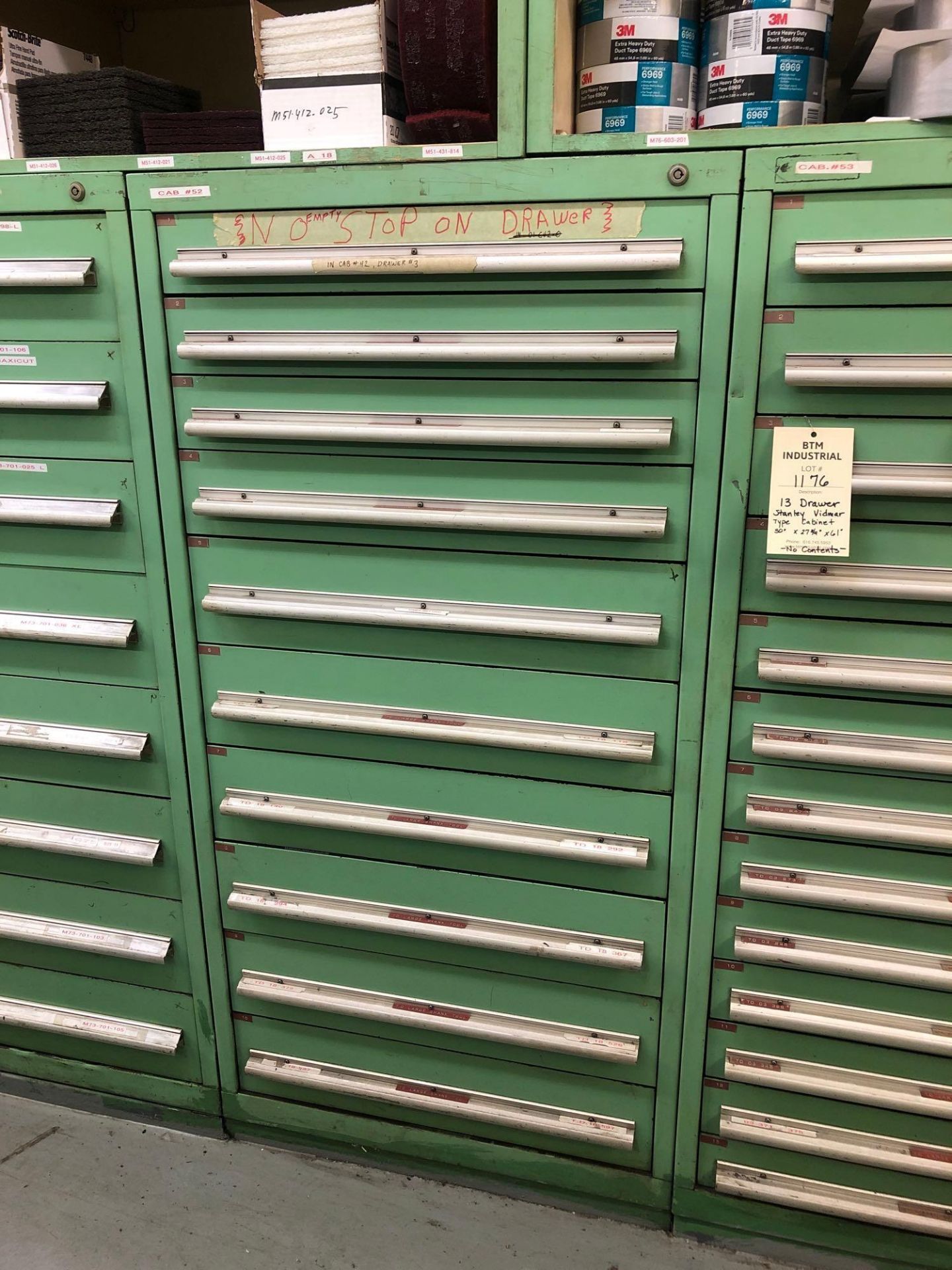 10 Drawer Stanley Vidmar type Cabinet, 30" x 28" x 60" H