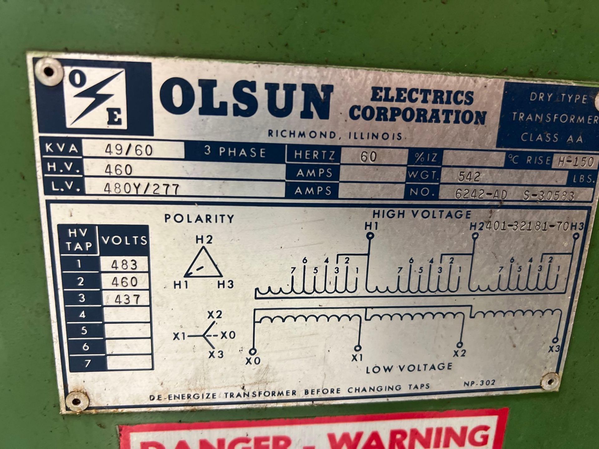 Lot of (1) Olsun Dry Type Transformer & (1) Daikin Inverter Oil Coolant Unit - Image 4 of 9
