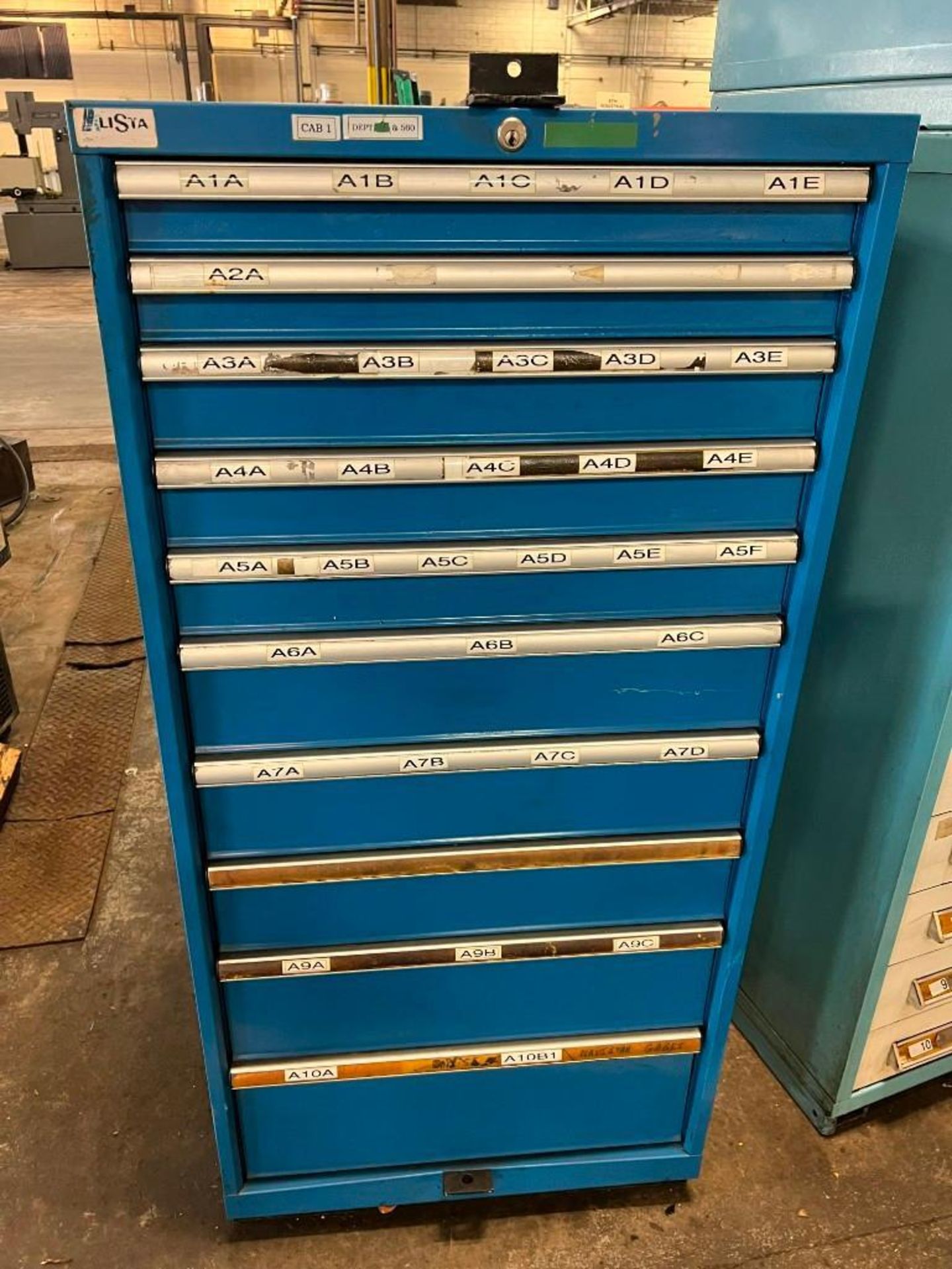 10 Drawer Vidmar Cabinet w/Contents