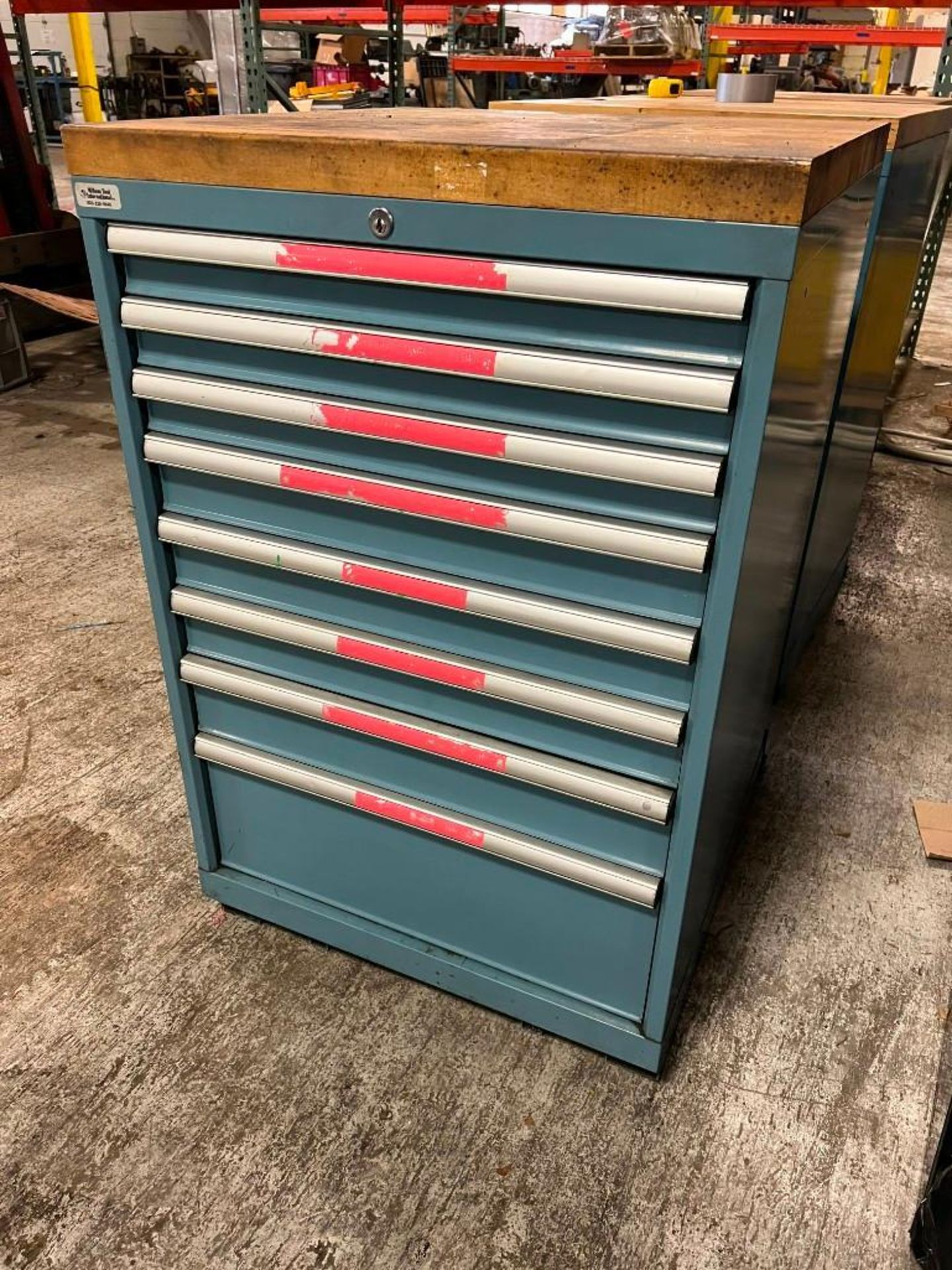 8 Drawer Vidmar Style Tool Cabinet w/Wood Top