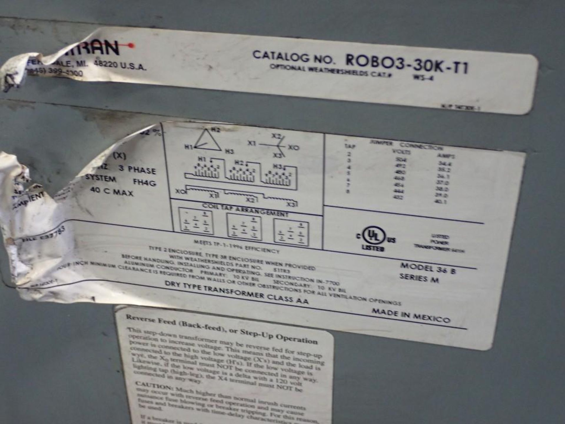 30 KVA Powertran Transformer #ROBO3-30K-T1 - Image 4 of 4