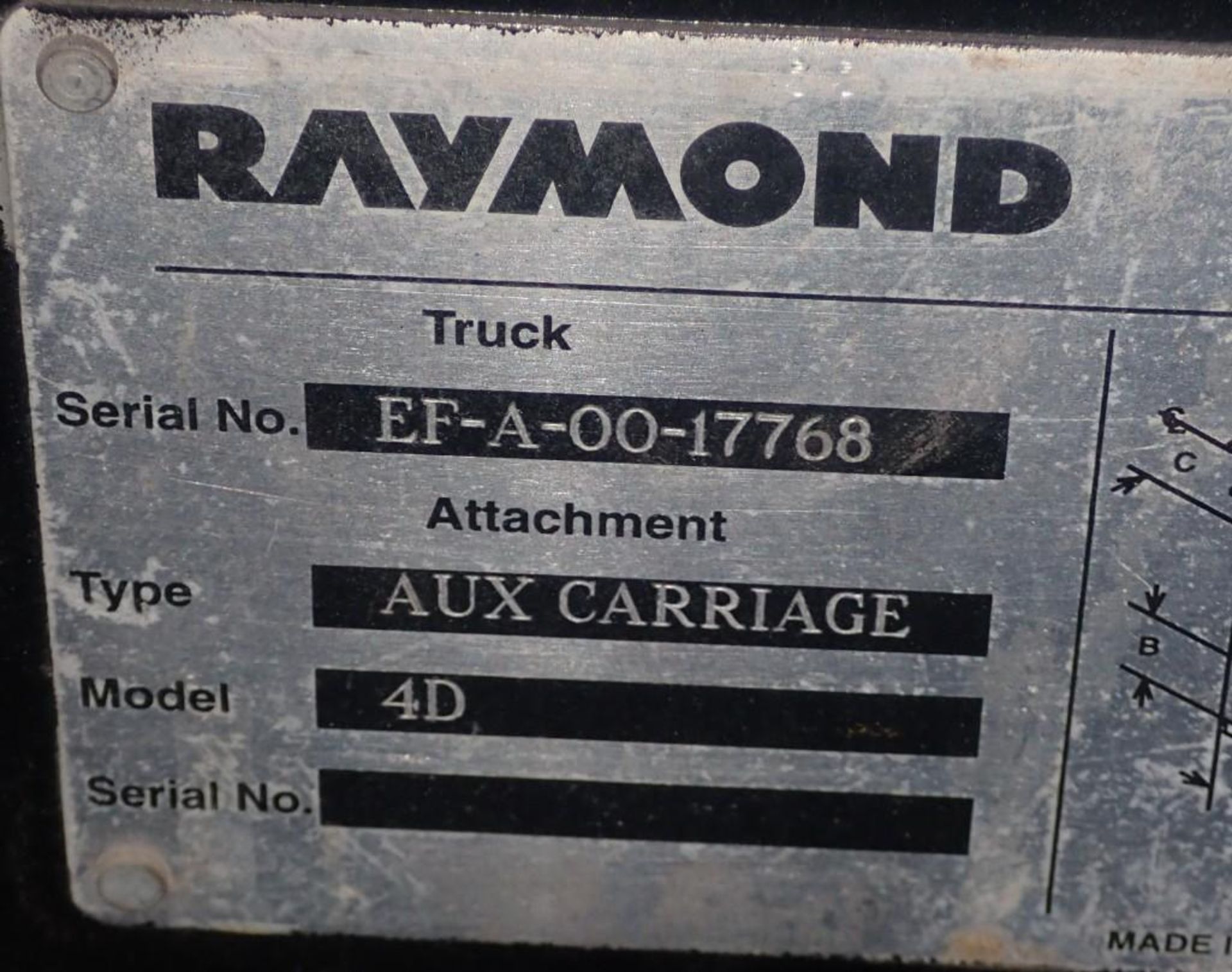 4000 Lb Raymond Auxiliary Carriage - Image 6 of 6