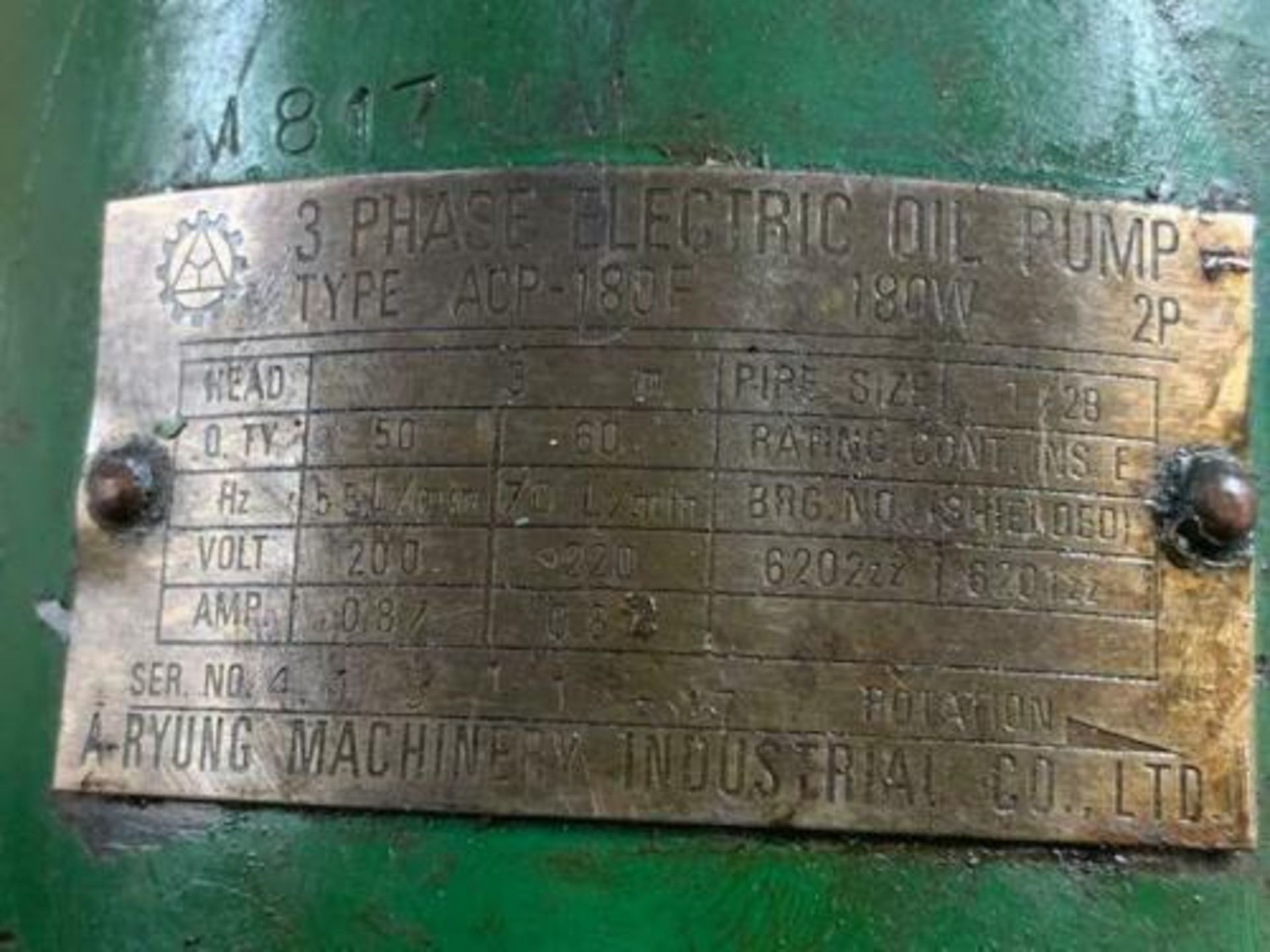 A-Ryung #ACP-180F Oil Pump, 200/220 V, 70 l/min, 180W, Pipe 1/2B - Image 12 of 12