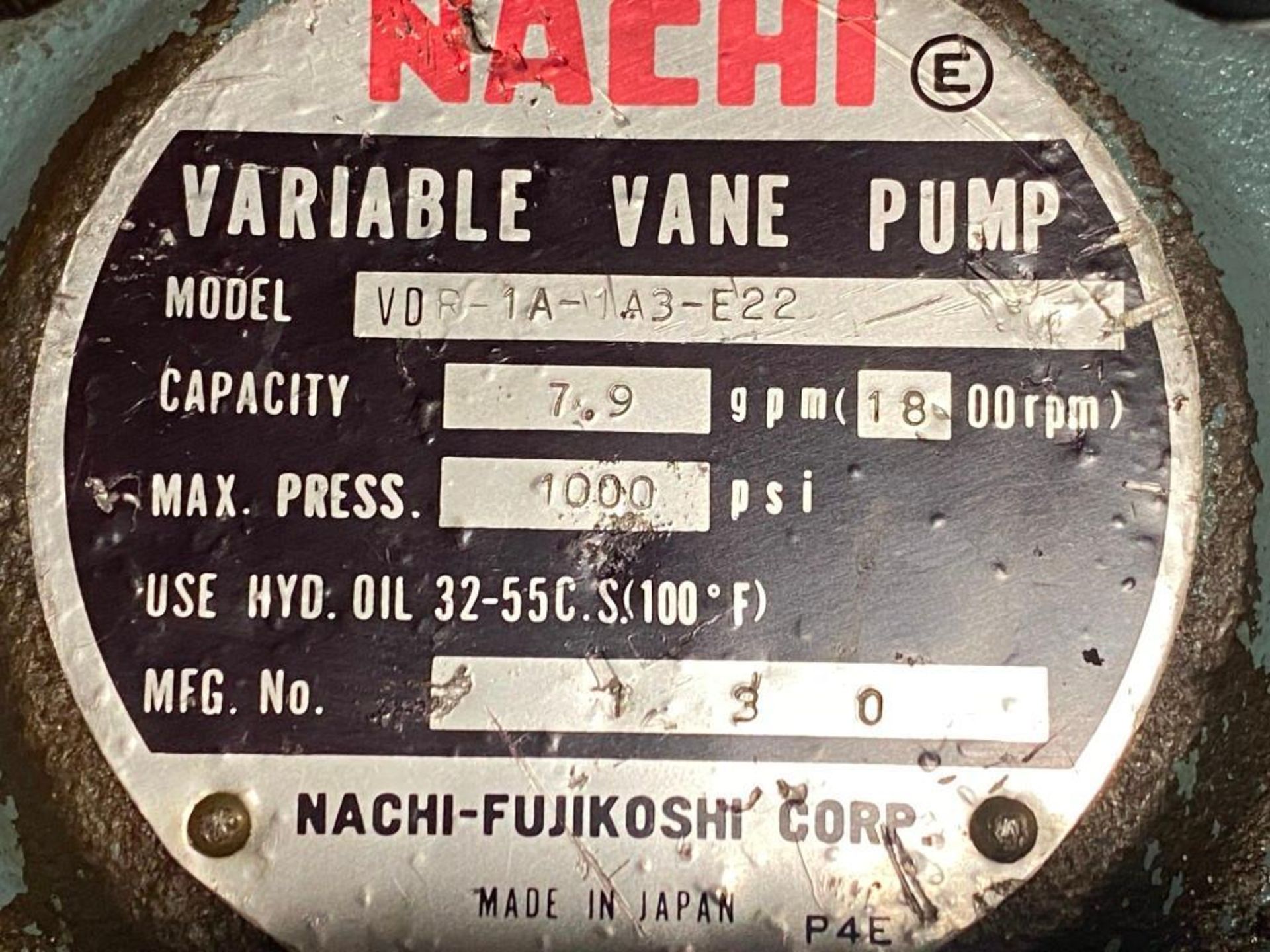 Nachi #VDR-1A3-E22 Variable Vane Pump - Image 3 of 3