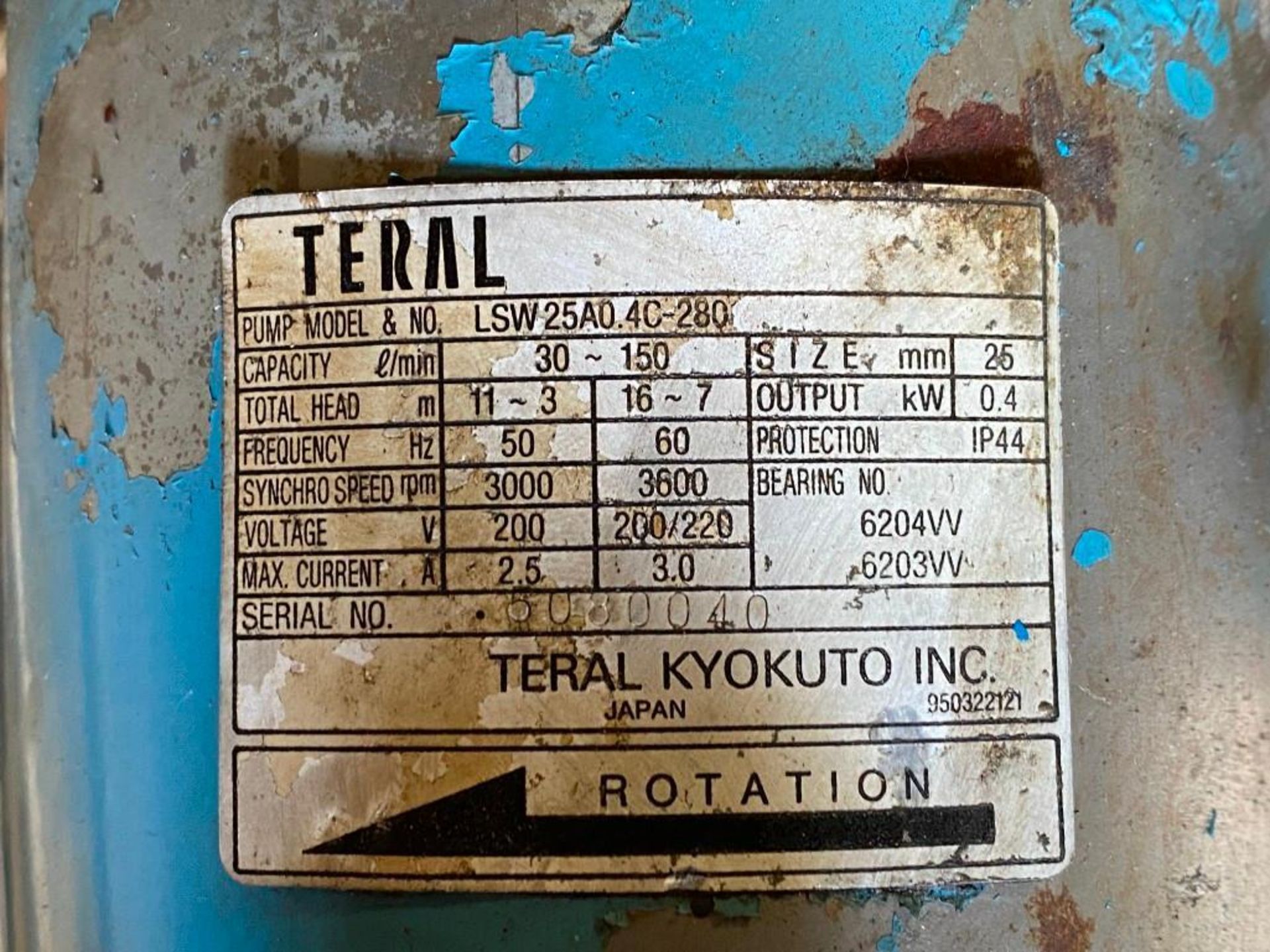 Teral Kyokuto #LSW 25A0.4C-280 Pump - Image 3 of 3